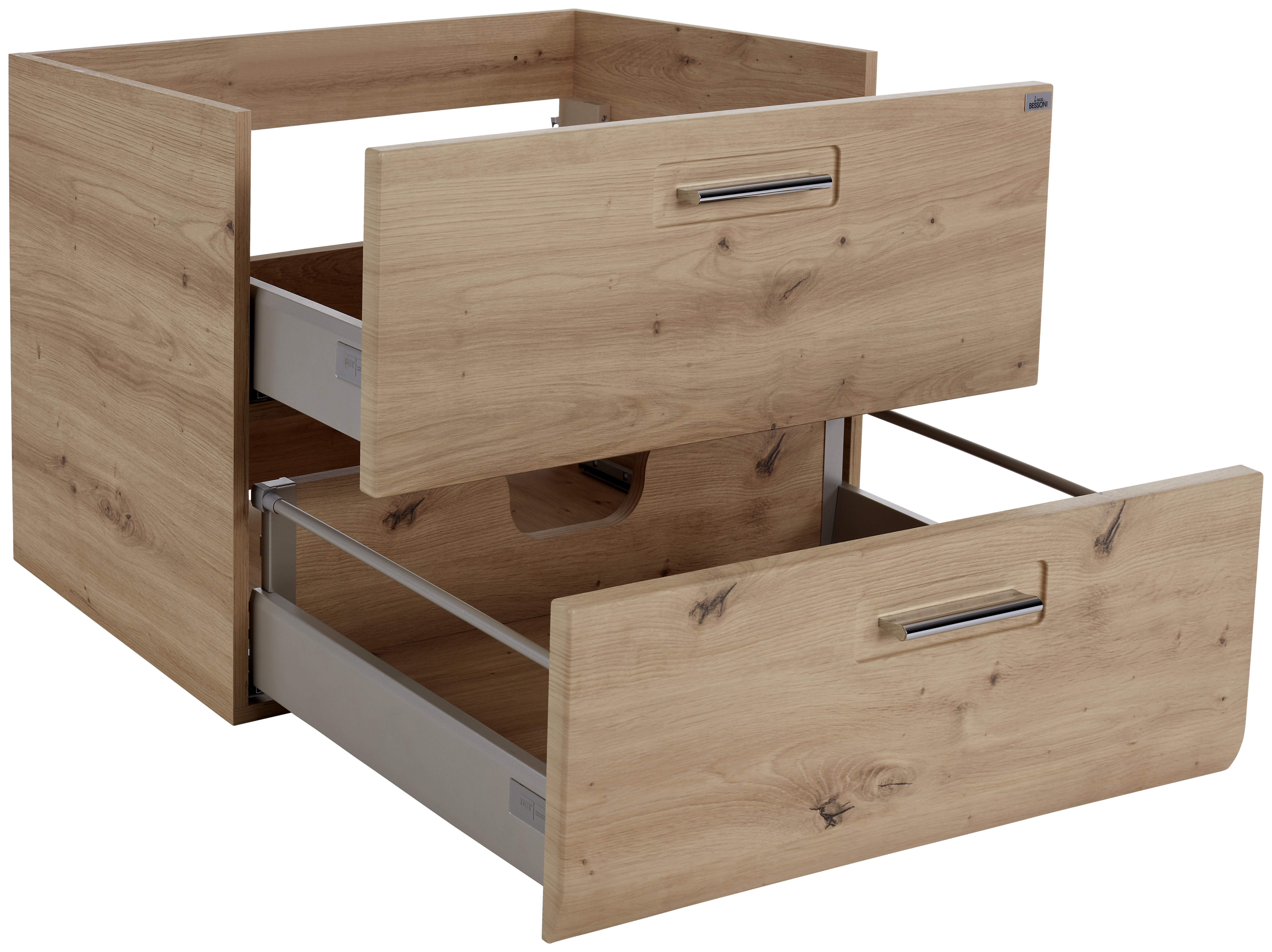 Omarica Za Pod Umivalnik Avensis 304 - barve kroma/barve hrasta, Moderno, kovina/leseni material (75/53/45cm) - Mömax