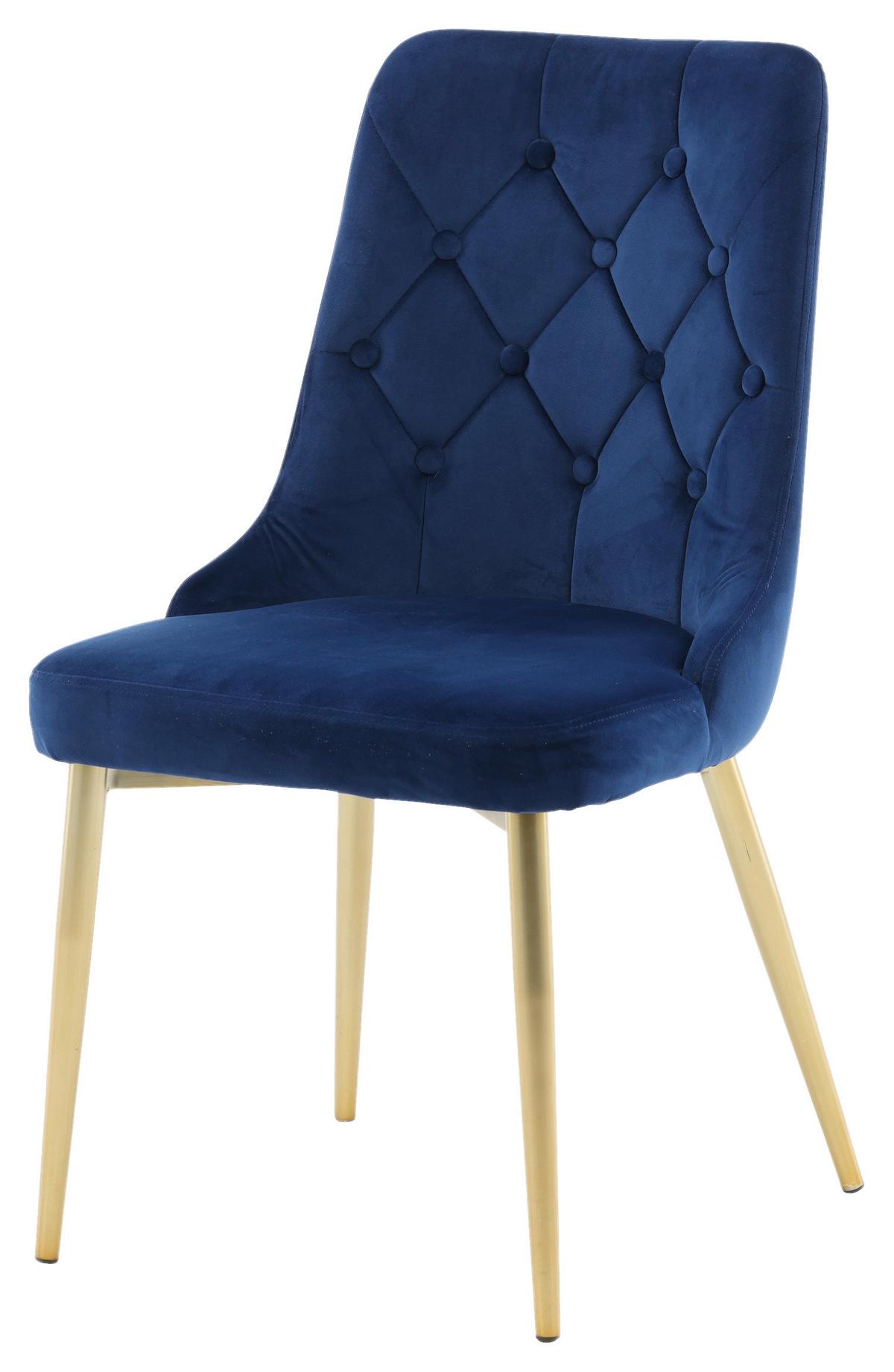 STUHL-SET VELVET DELUXE - Blau/Goldfarben, Design, Kunststoff/Textil (50/88.5/66cm) - Livetastic