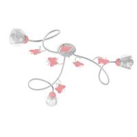 Kinderdeckenleuchte Butterfly Weiß/Pink max.6 Watt - Pink/Weiß, Basics, Glas/Metall (80/20cm)
