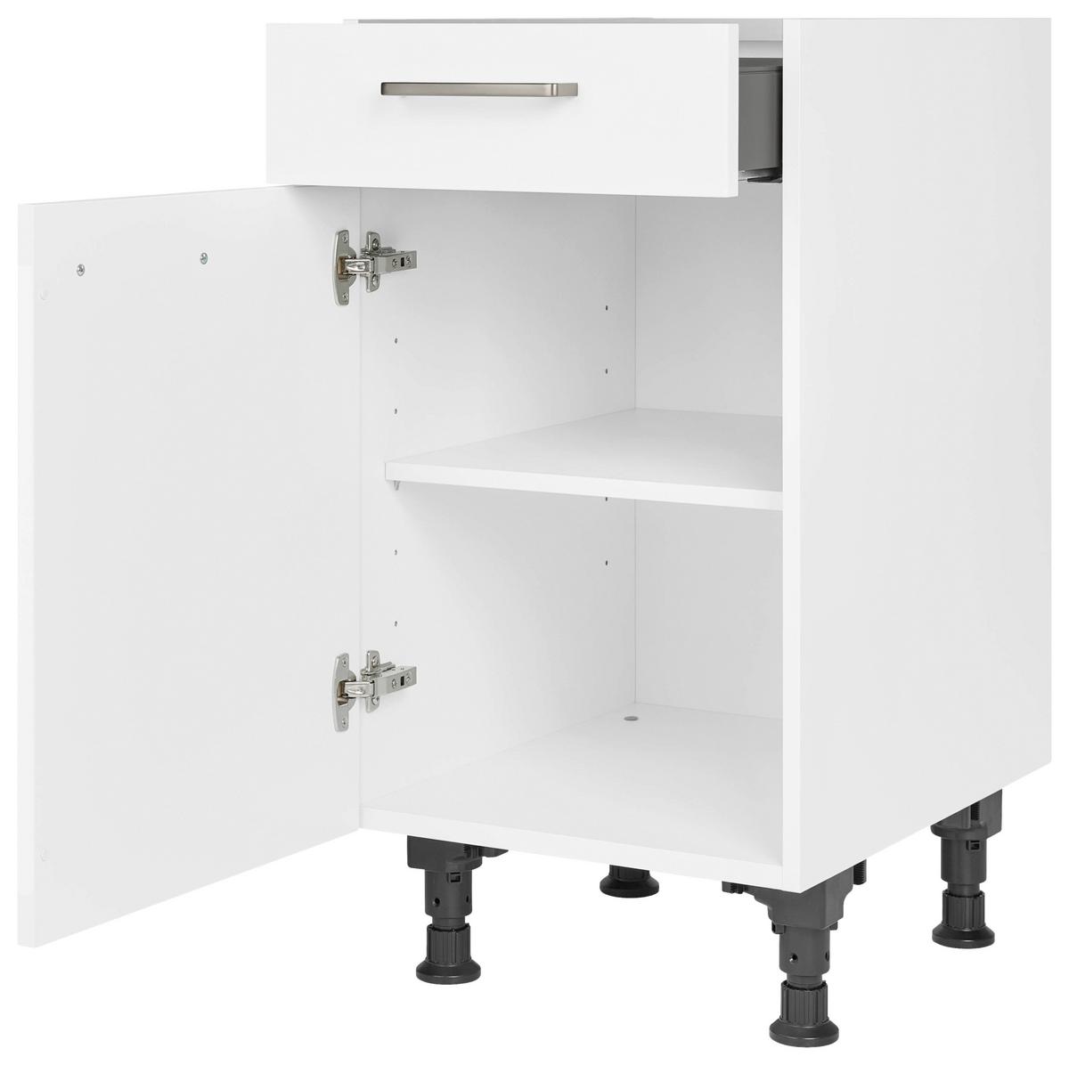 Schubkastenunterschrank Touch Weiß - Edelstahlfarben/Weiß, MODERN, Holzwerkstoff/Metall (45/87/56cm) - Nobilia