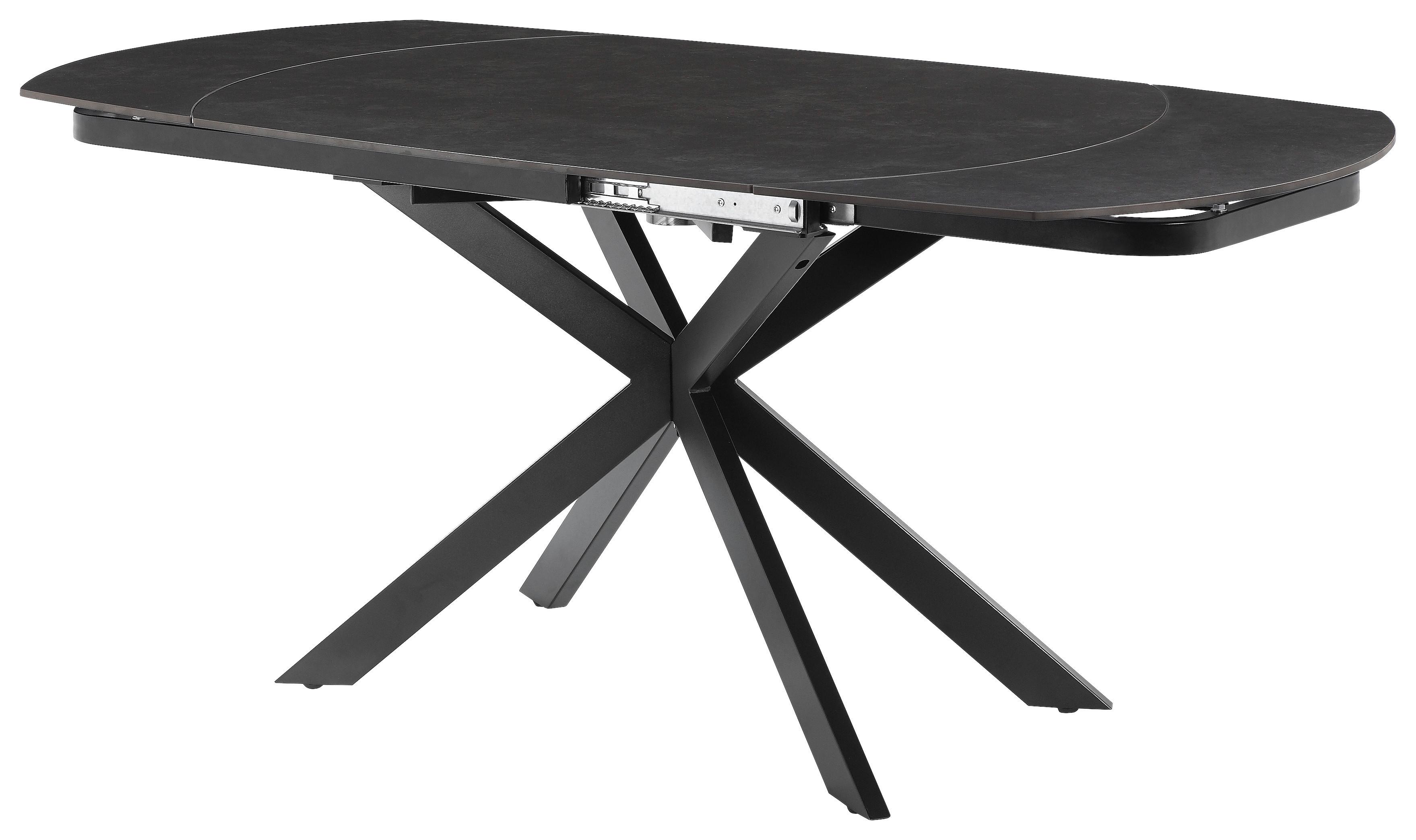 Raztegljiva Miza Senna, Temno Siva, 120-180x90 - siva/črna, Moderno, kamen/kovina (120-180/90/75.5-79cm) - P & B