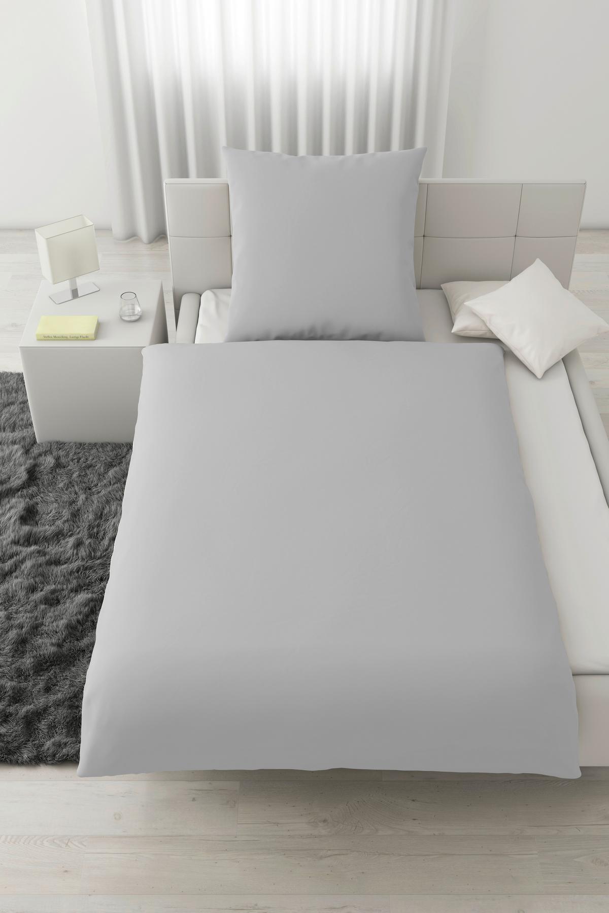 Bettwäsche Stone Washed Uni ca. 135x200cm - Hellgrau, ROMANTIK / LANDHAUS, Textil (135/200cm) - Modern Living