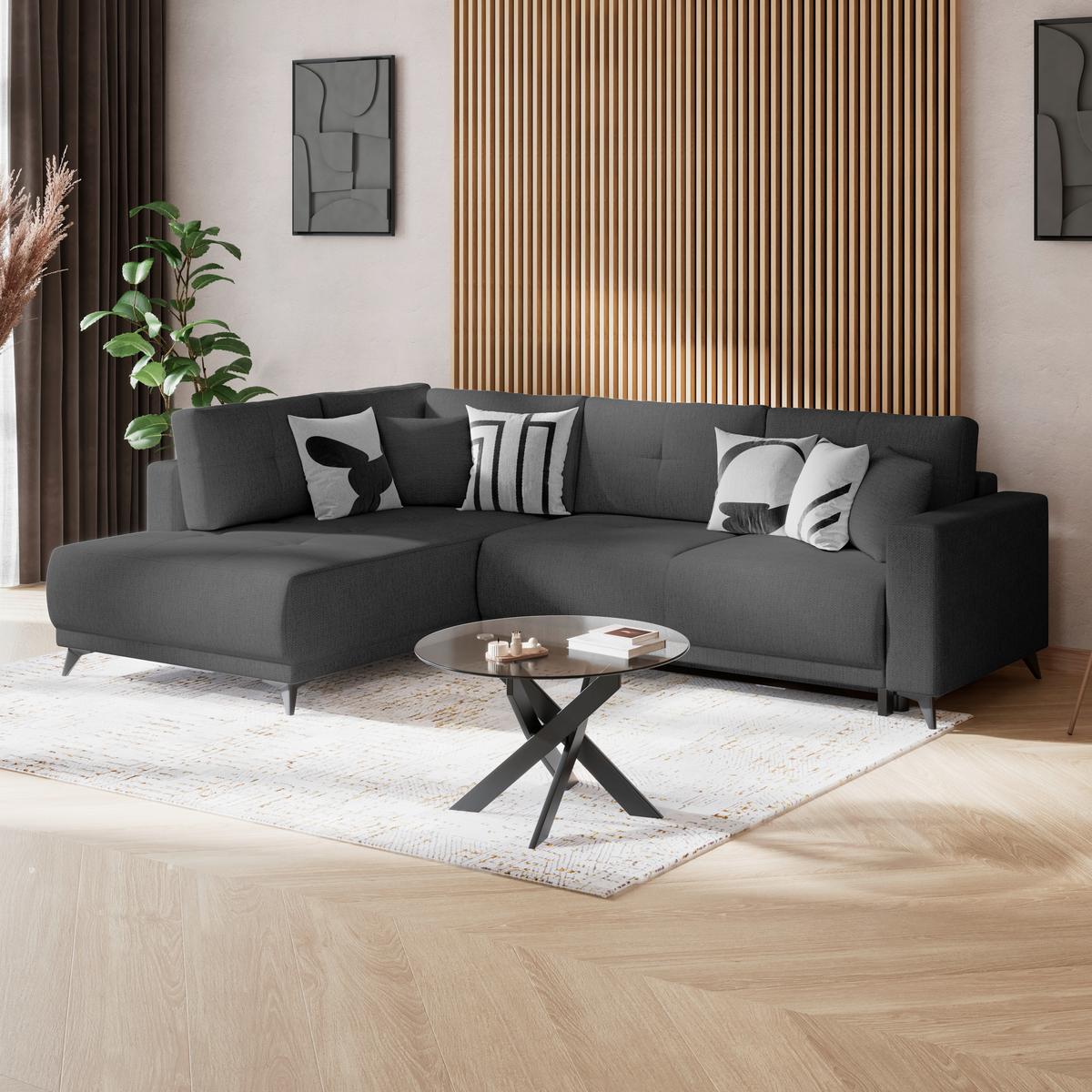 Kutna Garnitura Texas - sivo-smeđa/crna, Konvencionalno, drvo (203/259cm)