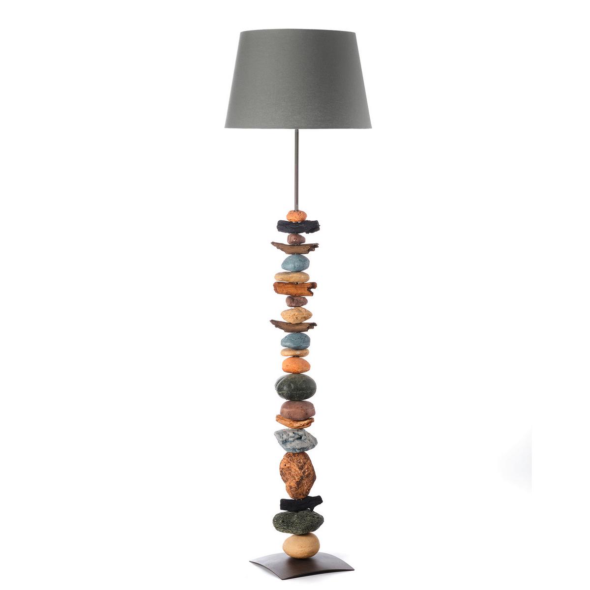 Stehleuchte Vera Schwarz/Blaugrau max. 22 Watt - Blaugrau/Schwarz, Natur, Stein/Textil (45/164cm)