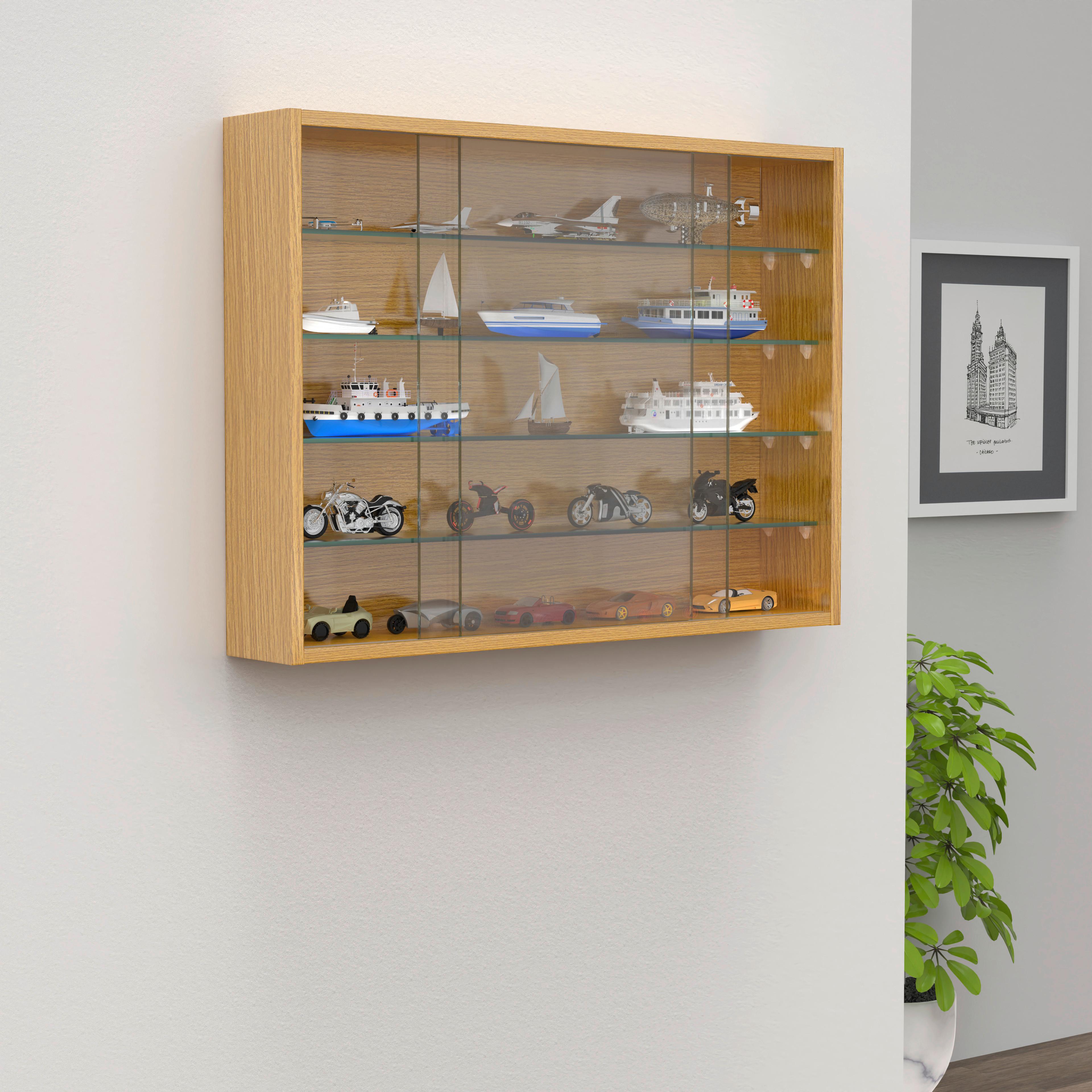 Viseča Vitrina Drivalo L, Barva Hrasta - medeni hrast/prosojno, Design, steklo/leseni material (75/55/12cm) - MID.YOU