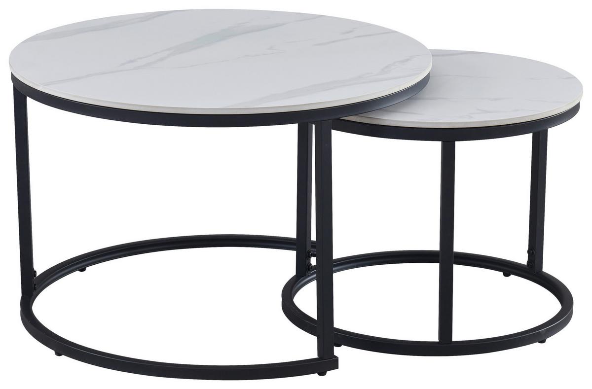 Set Stolića 2/1 Oscar - bijela/crna, Moderno, kamen/metal (70/50/45/39cm) - Modern Living