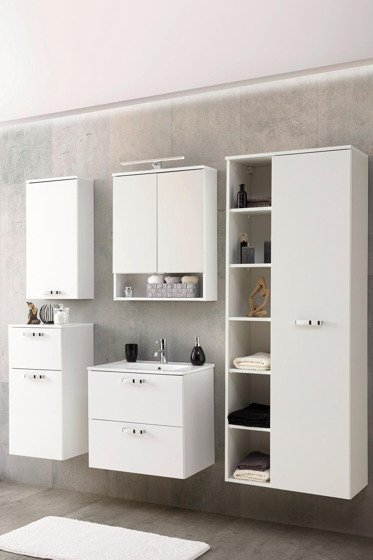 Bază cu lavoar Fresh - alb/alb lucios intens, Konventionell, ceramică/material pe bază de lemn (61/56/47cm) - Ondega