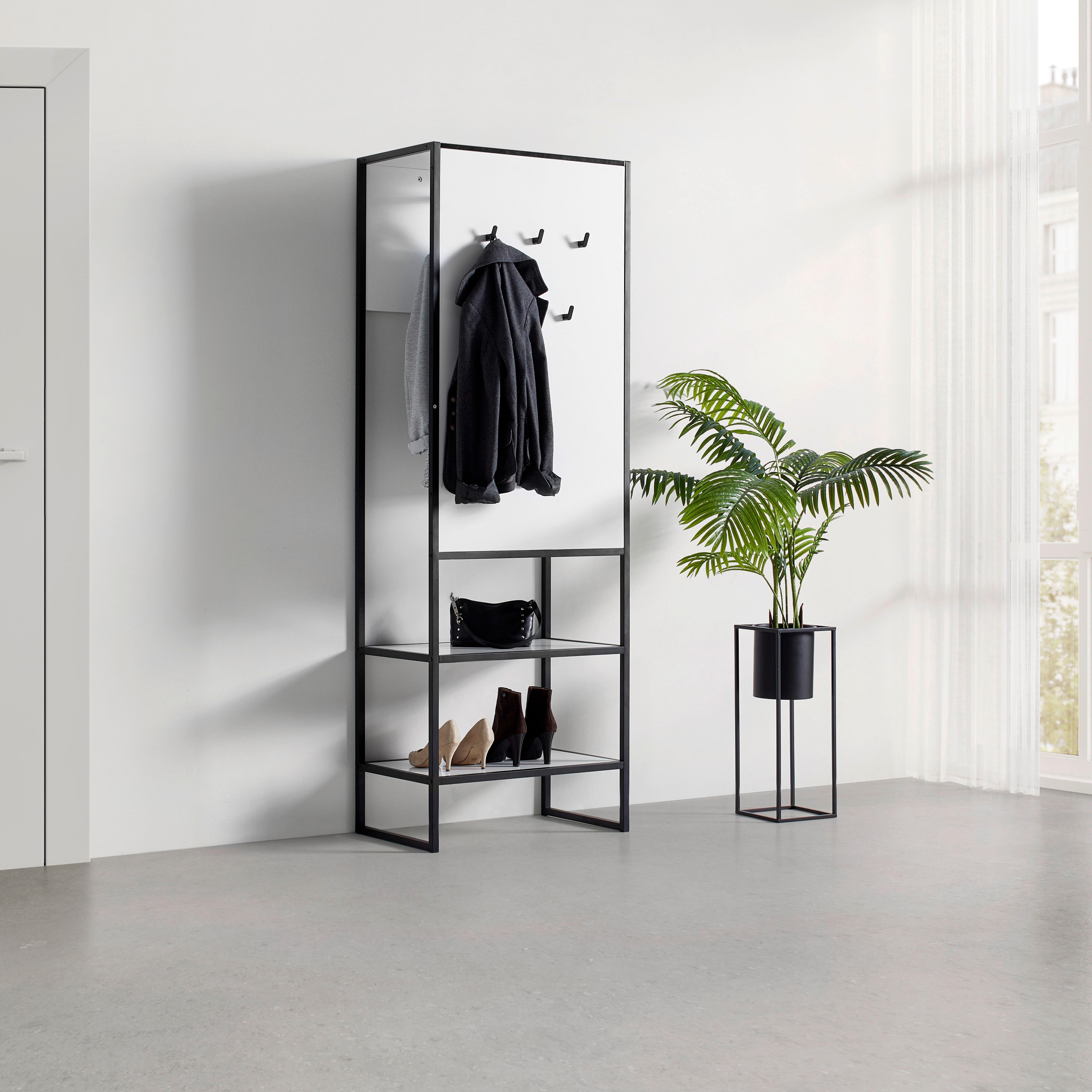 Garderobe Hilla Schwarz/Weiss - Weiss/Schwarz, Modern, Holzwerkstoff/Metall (64/185/40cm) - Mömax