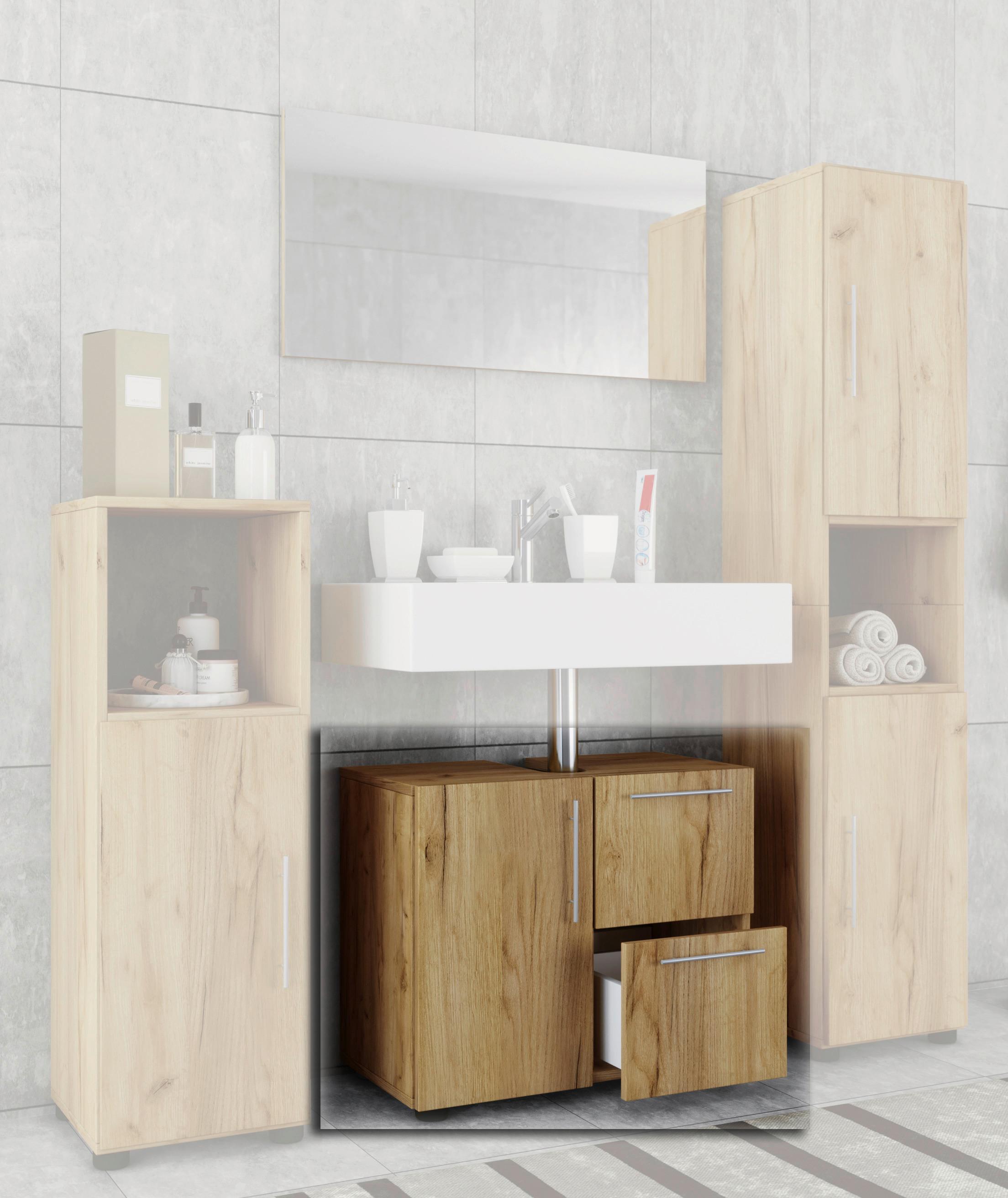 Waschbeckenunterschrank Flandu ca. 61 cm Honigeiche - Honigeiche/Eichefarben, MODERN, Holzwerkstoff (61/51/32cm) - MID.YOU