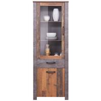 Vitrină Ontario - gri închis/culoare lemn stejar, Trend, sticlă/material pe bază de lemn (71,4/200/41,5cm) - Modern Living