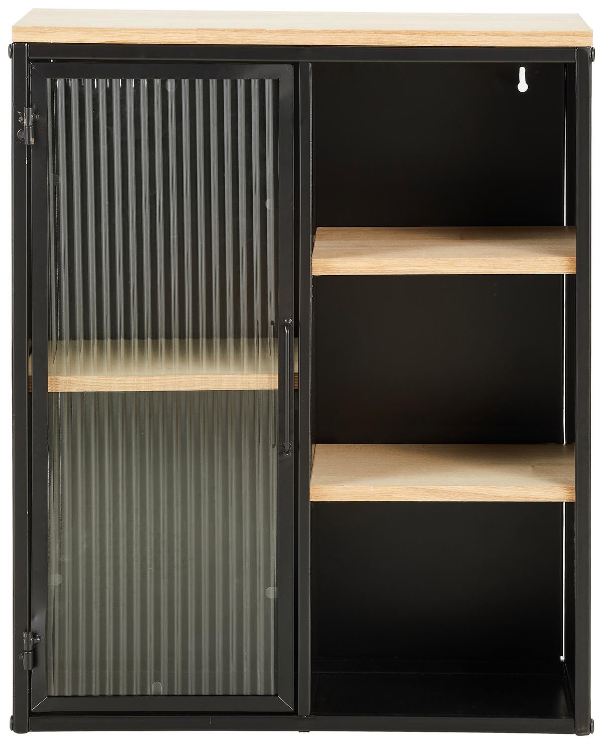 WITRYNA WISZĄCA MAJA - kolor naturalny/czarny, Trend, materiał drewnopochodny/metal (45/55,5/24cm) - Landscape