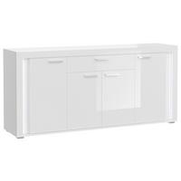 Sideboard Skylight ca. 182x84 cm Weiß hochglanz - Weiß Hochglanz/Silberfarben, Design, Holzwerkstoff/Kunststoff (182/84/42cm) - MID.YOU