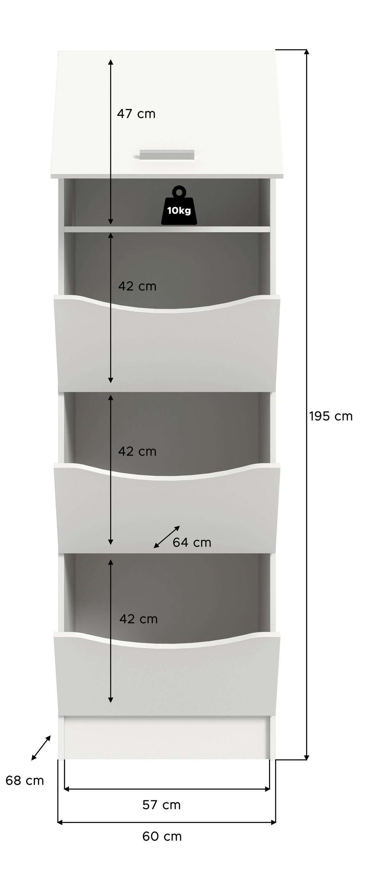Hochschrank Free Weiß - Silberfarben/Weiß, Basics, Holzwerkstoff/Kunststoff (50/195/62cm) - MID.YOU