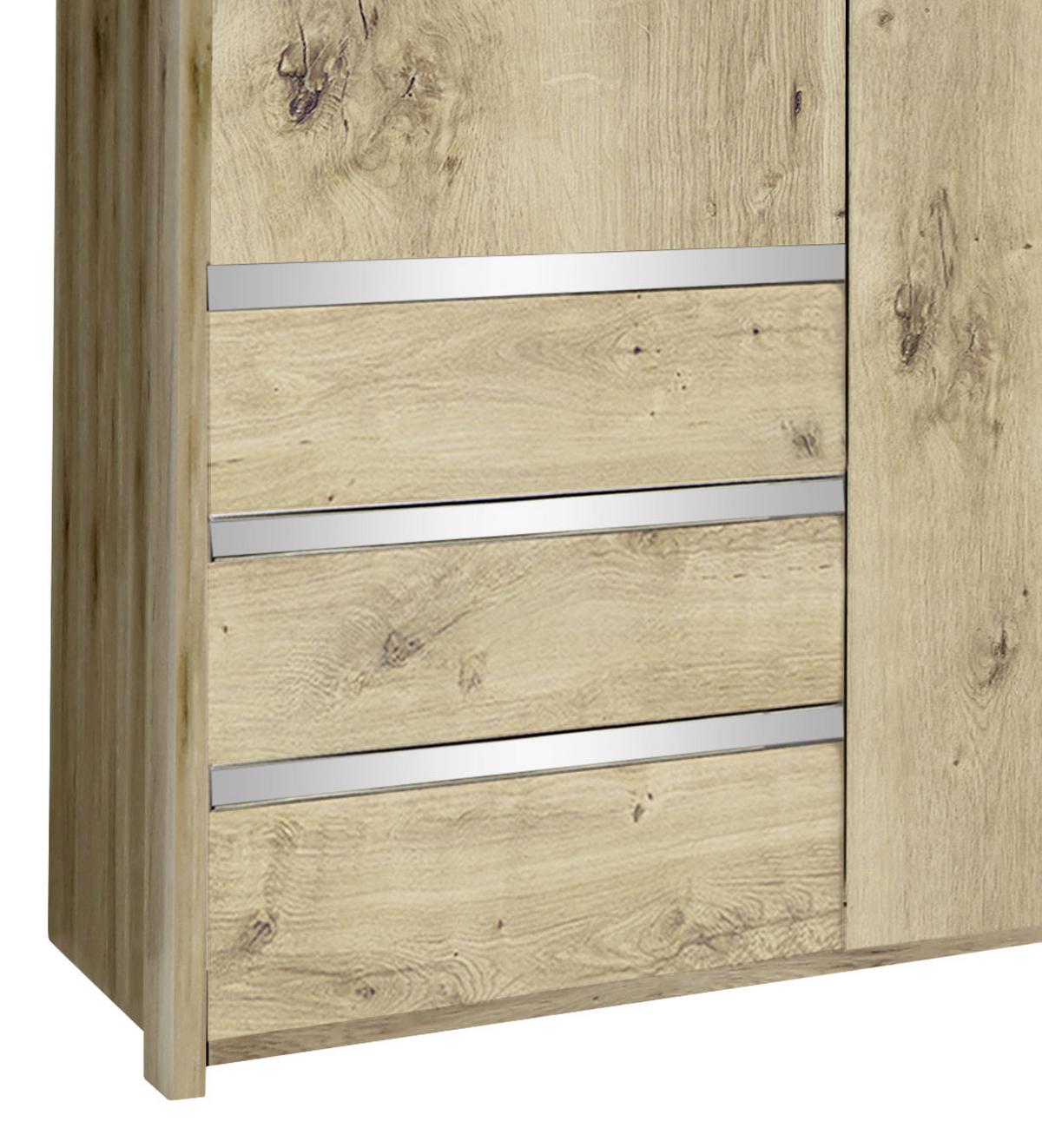 Ormar S Klasičnim Vratima Level 36a - boje hrasta/boje kroma, Moderno, staklo/drvni materijal (300/216/58cm) - Modern Living