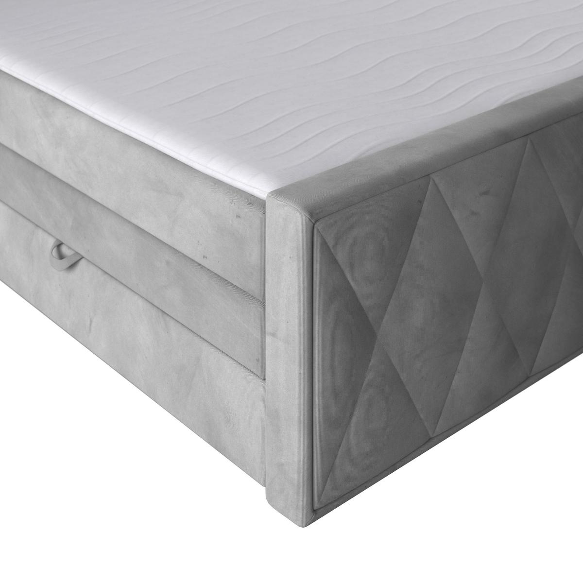 Boxspringbett Porto ca. 180x200 cm Hellgrau - Hellgrau/Schwarz, MODERN, Karton/Holzwerkstoff (180/200cm) - MID.YOU