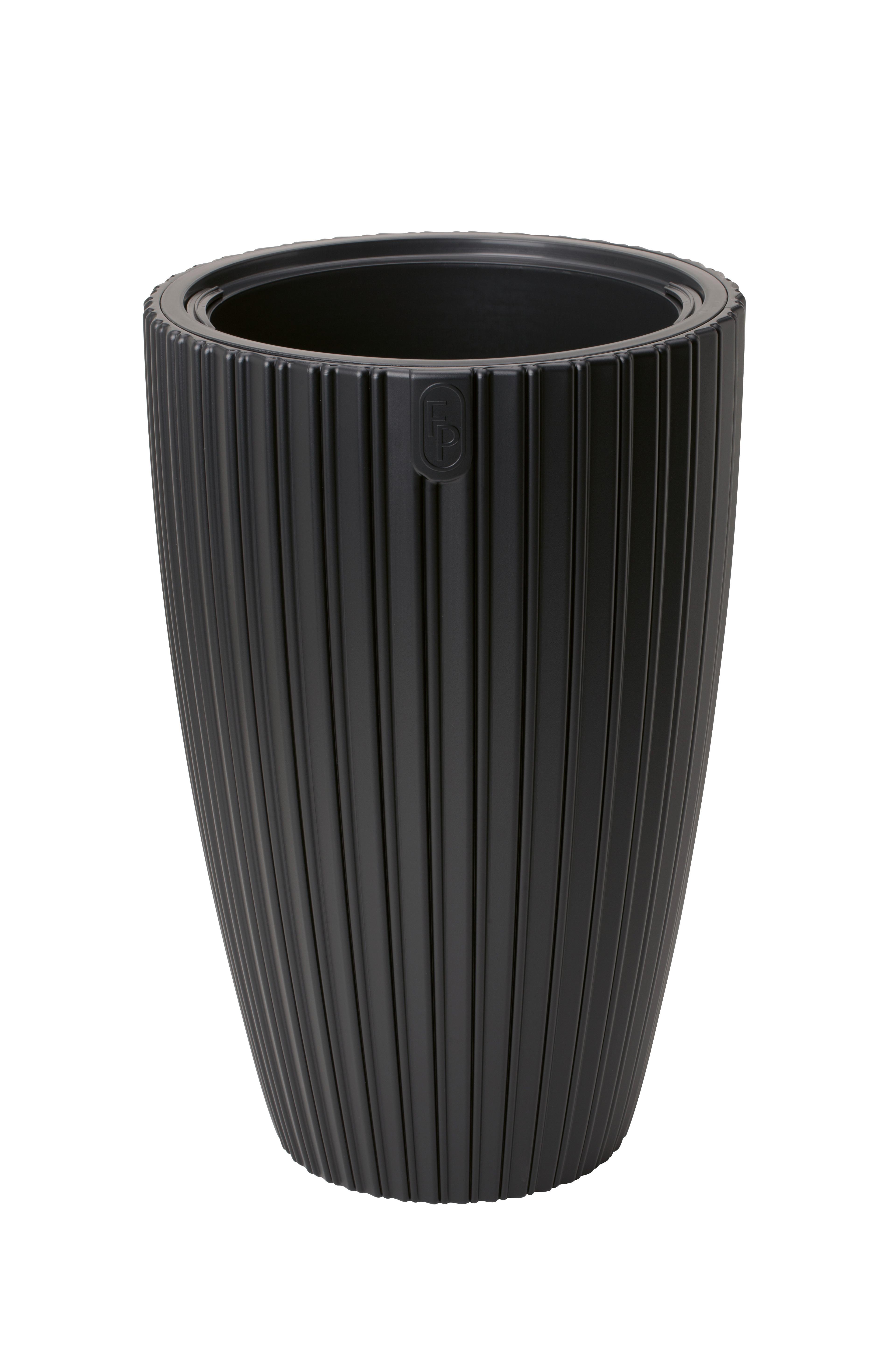 Übertopf Mira 30 Schwarz Ø ca. 29cm - Schwarz, KONVENTIONELL, Kunststoff (29,0/48,0cm) - Mömax