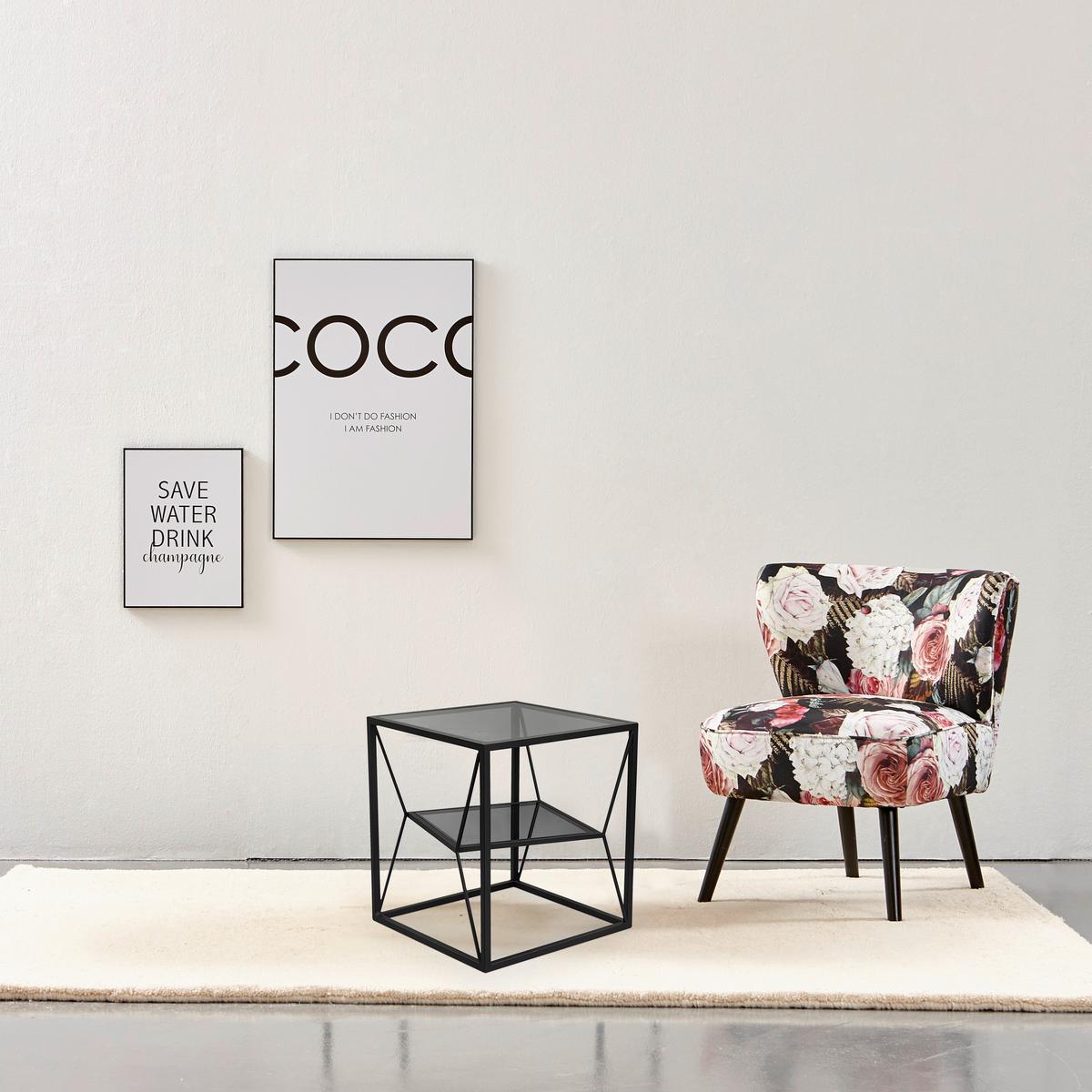 STOLIK BOCZNY DAVID - czarny/szary, Design, metal/szkło (40/40/45cm) - Landscape