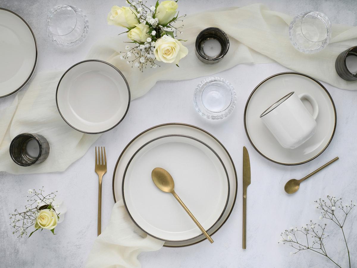 Kombiservice 24790 Nordic Festive Creme - Goldfarben/Creme, Basics, Keramik - Creatable