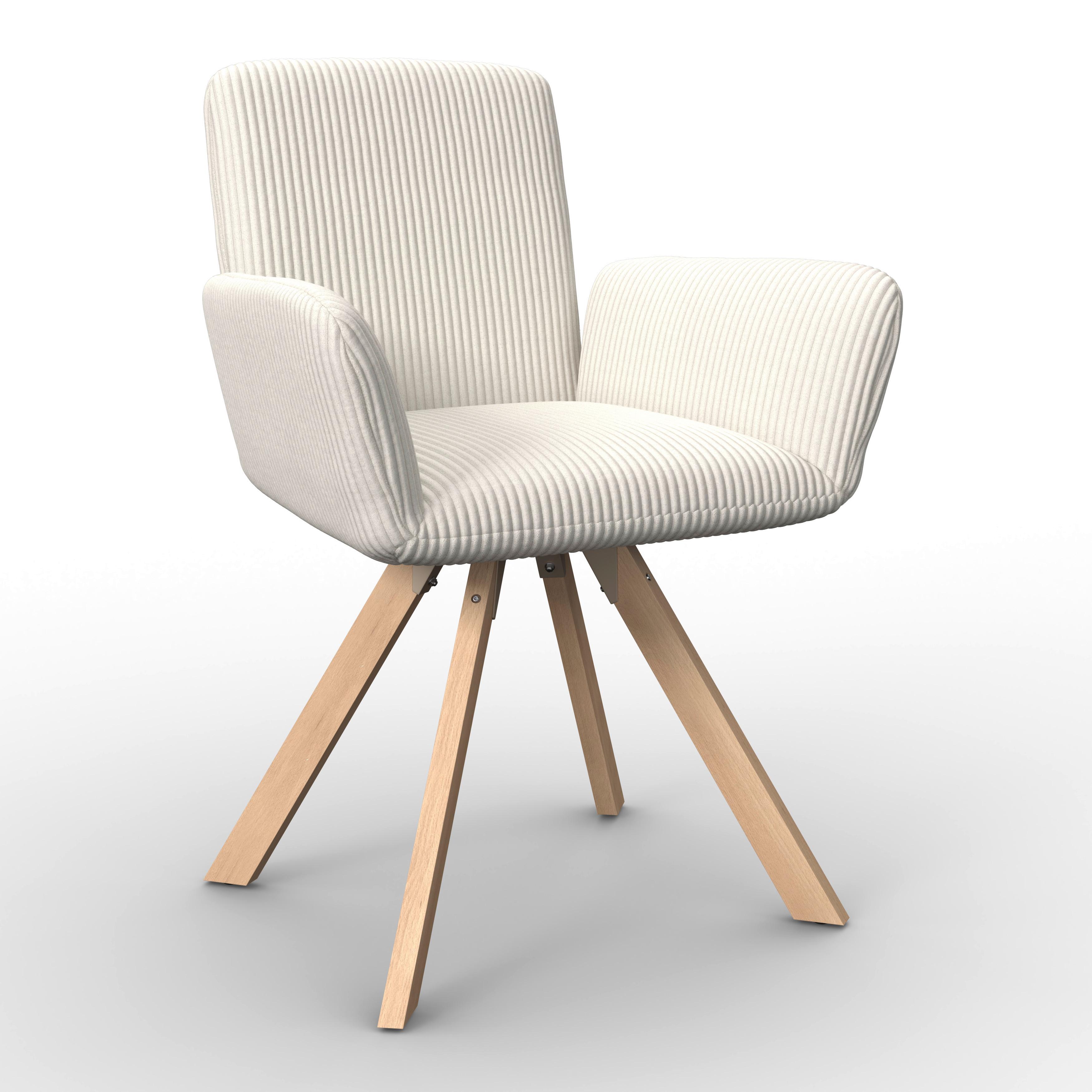 Armlehnstuhl Mairo Creme Cord Gepolstert - Buchefarben/Creme, MODERN, Holz/Textil (66cm) - Bessagi Home