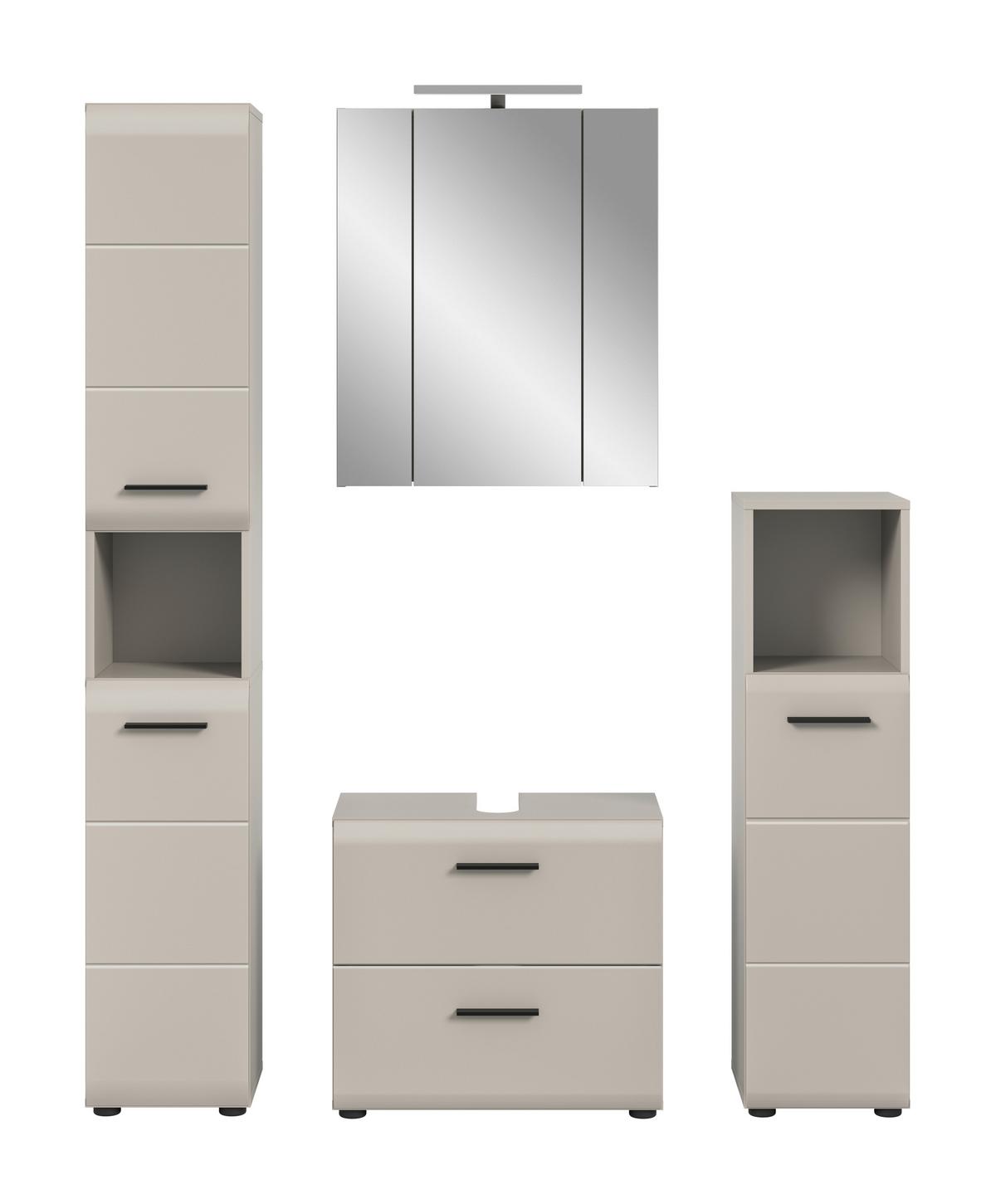 Badezimmer Ice Kaschmir 4-teilig - Kaschmir/Schwarz, Trend, Glas/Holzwerkstoff (120cm) - MID.YOU