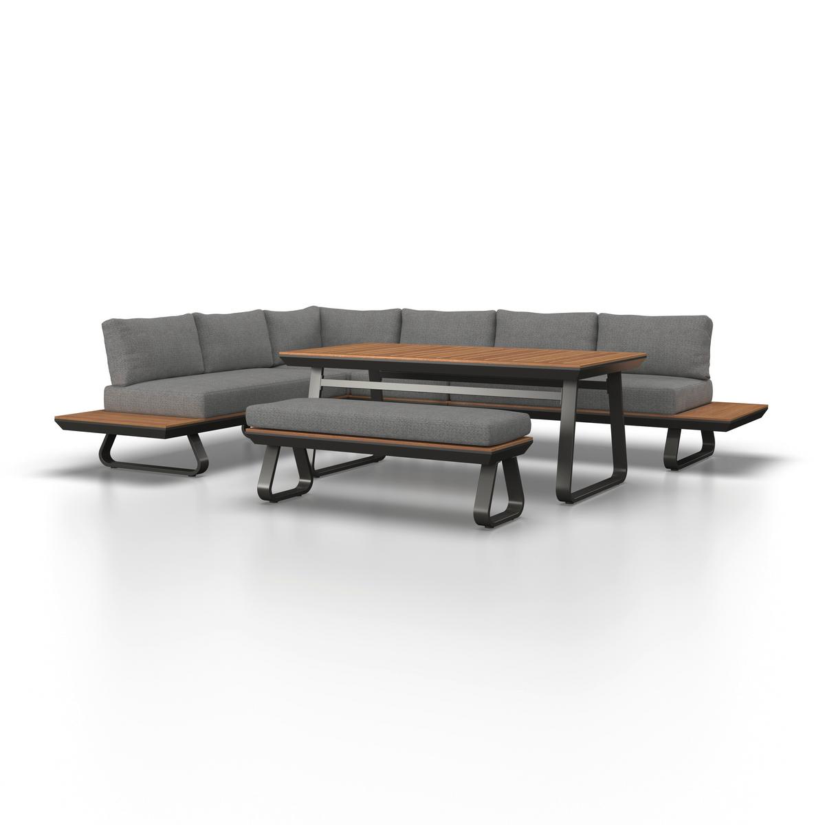 Garnitură grădină Emma - gri închis/antracit, Modern, plastic/metal (248/318/72cm) - Bessagi Garden