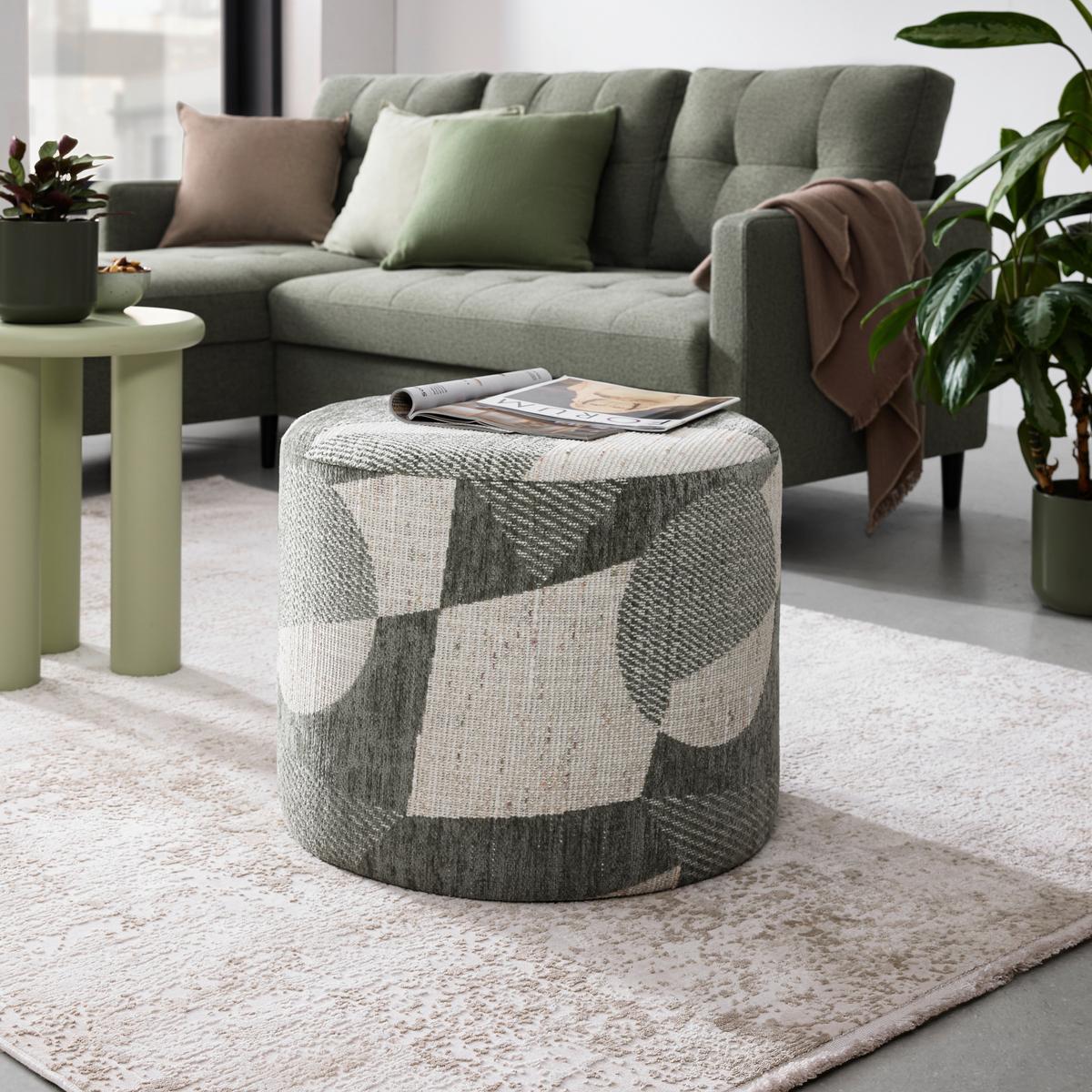 Hocker Marlon Graugrün - Weiß/Graugrün, LIFESTYLE, Holzwerkstoff/Textil (50/40/50cm) - Premium Living