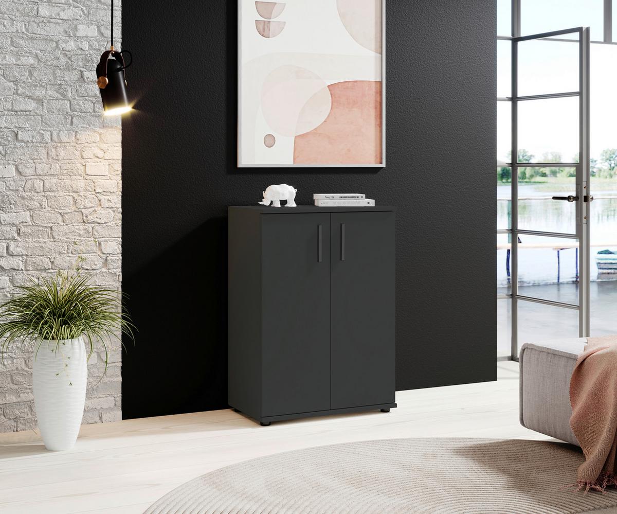 KOMODA BC 1040 - antracytowy/czarny, Design, materiał drewnopochodny/tworzywo sztuczne (60/84/35cm) - Livetastic