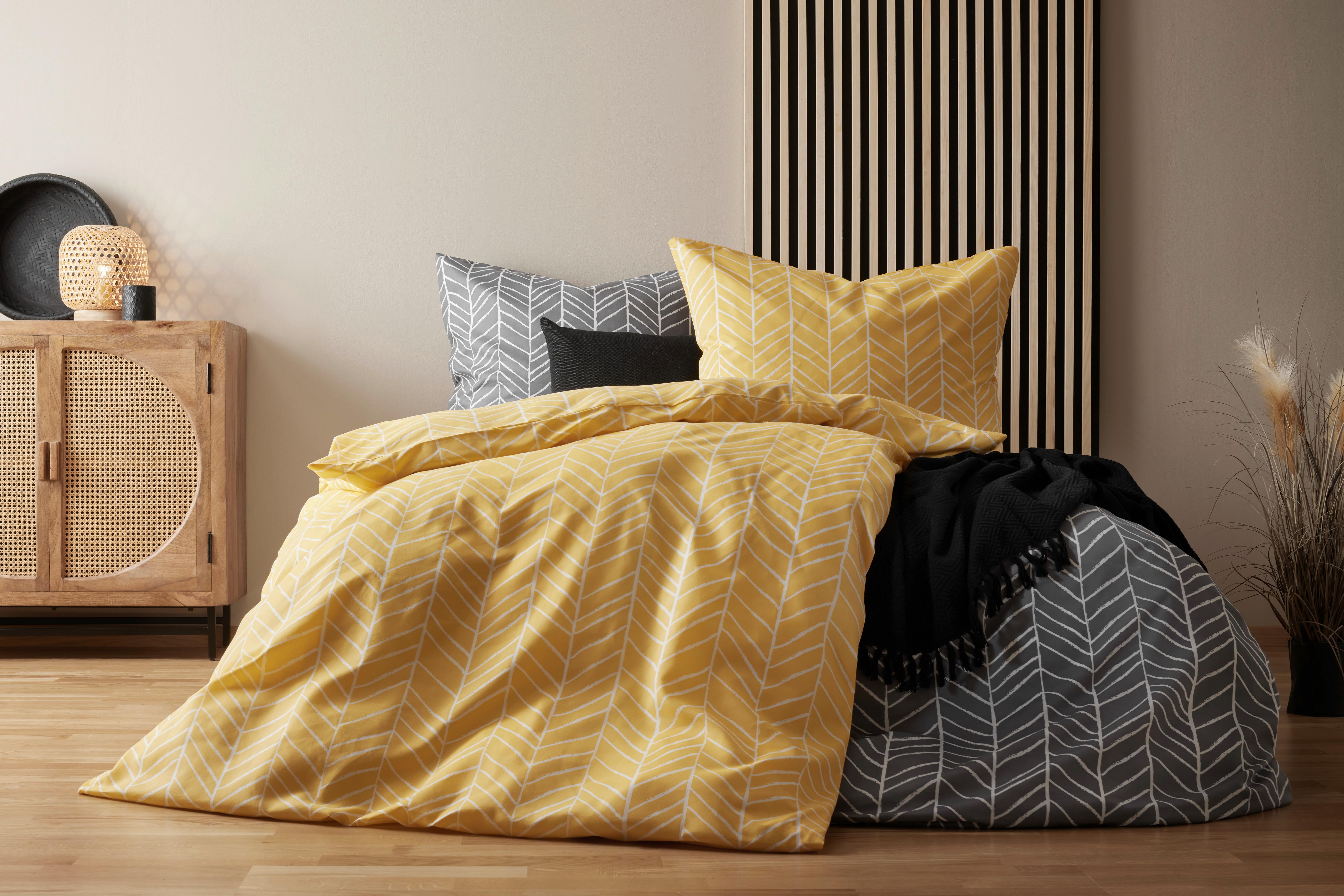 Ágyneműhuzat-garnitúra Marble - sárga, Konventionell, textil (140/200cm) - Modern Living