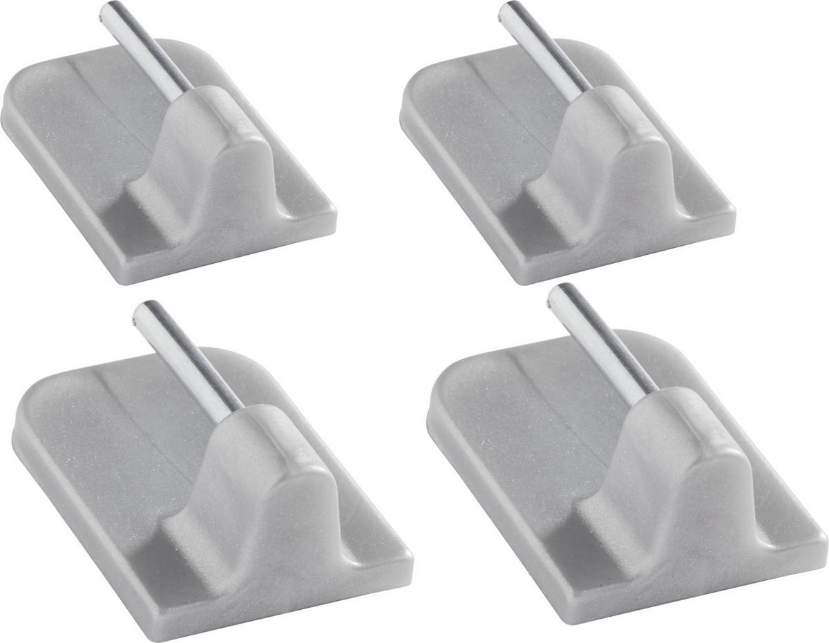 Selbstklebehaken Kurt in Silberfarben 4er Set - Silberfarben, Kunststoff (1/2.3cm) - Modern Living