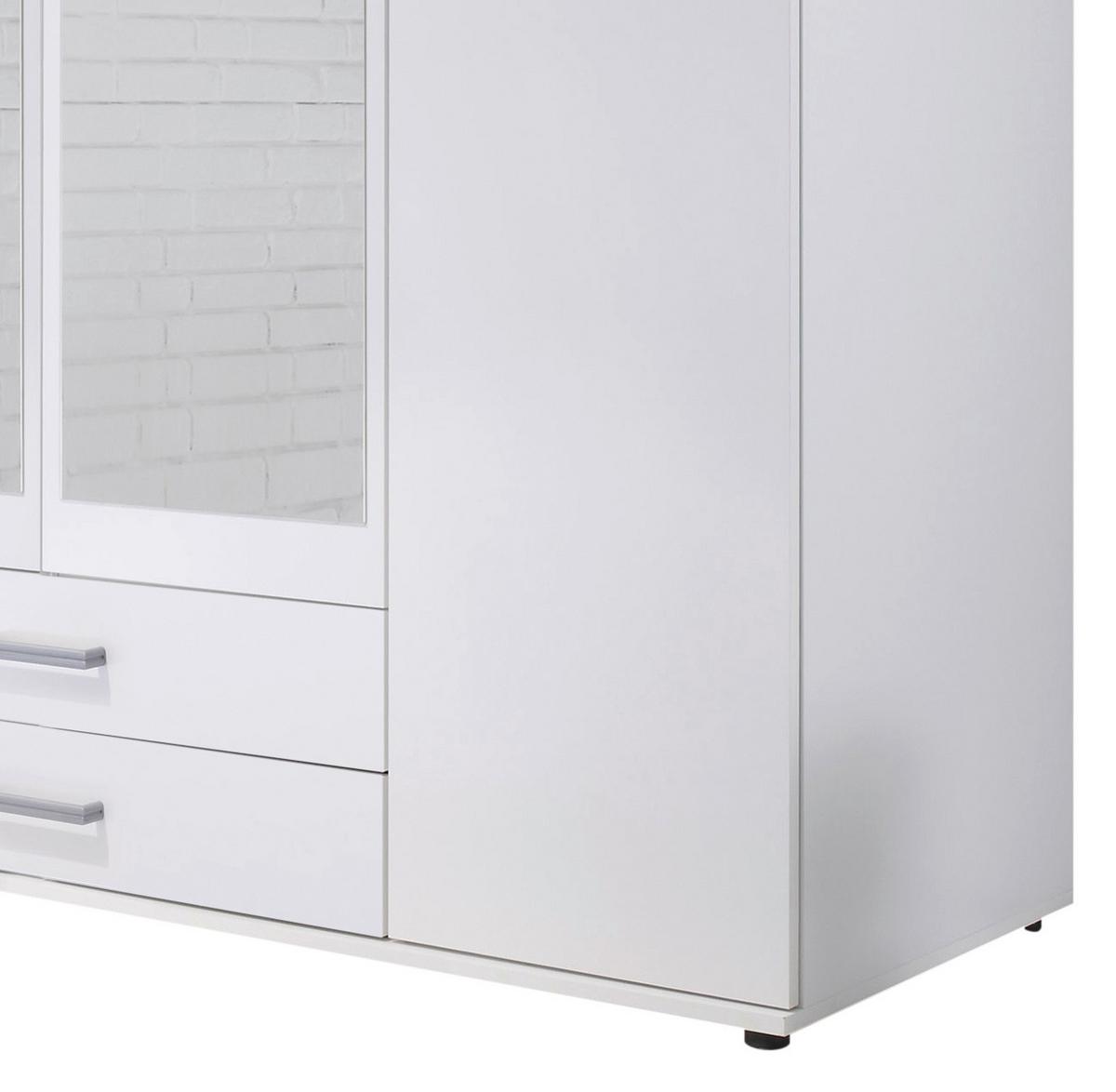 Omara Za Oblačila Karl, Bela, 160 Cm - srebrne barve/bela, Design, steklo/leseni material (159,2/196/53,5cm) - P & B