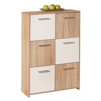 Highboard Egadi Weiß/Eiche - Alufarben/Weiß, Basics, Holzwerkstoff/Kunststoff (77/115/30cm) - MID.YOU