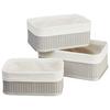 Korbset Bamboo Grau, 3er Set - Grau, Naturmaterialien/Holzwerkstoff - Zandiara
