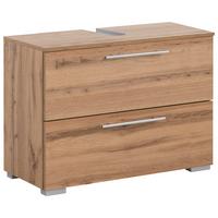 Waschbeckenunterschrank , eiche - Chromfarben/Eichefarben, KONVENTIONELL, Holzwerkstoff/Metall (80,2/59,1/35cm) - MID.YOU