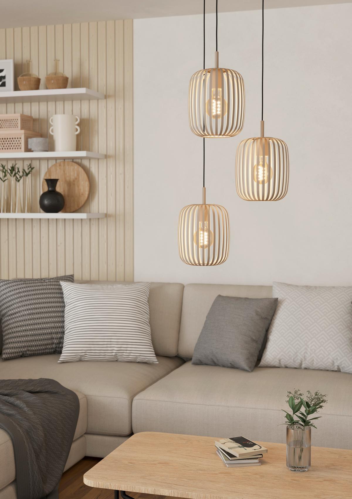 LAMPA WISZĄCA 900687 ROMAZZINA - kolor piaskowy, Design, metal (46/110cm) - Eglo