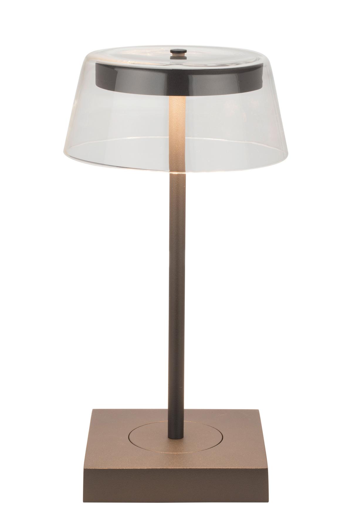 LAMPA STOŁOWA Z AKUMULATOREM CLEAR - ciemnoszary, Design, metal/szkło (13,7/27cm) - Dieter Knoll
