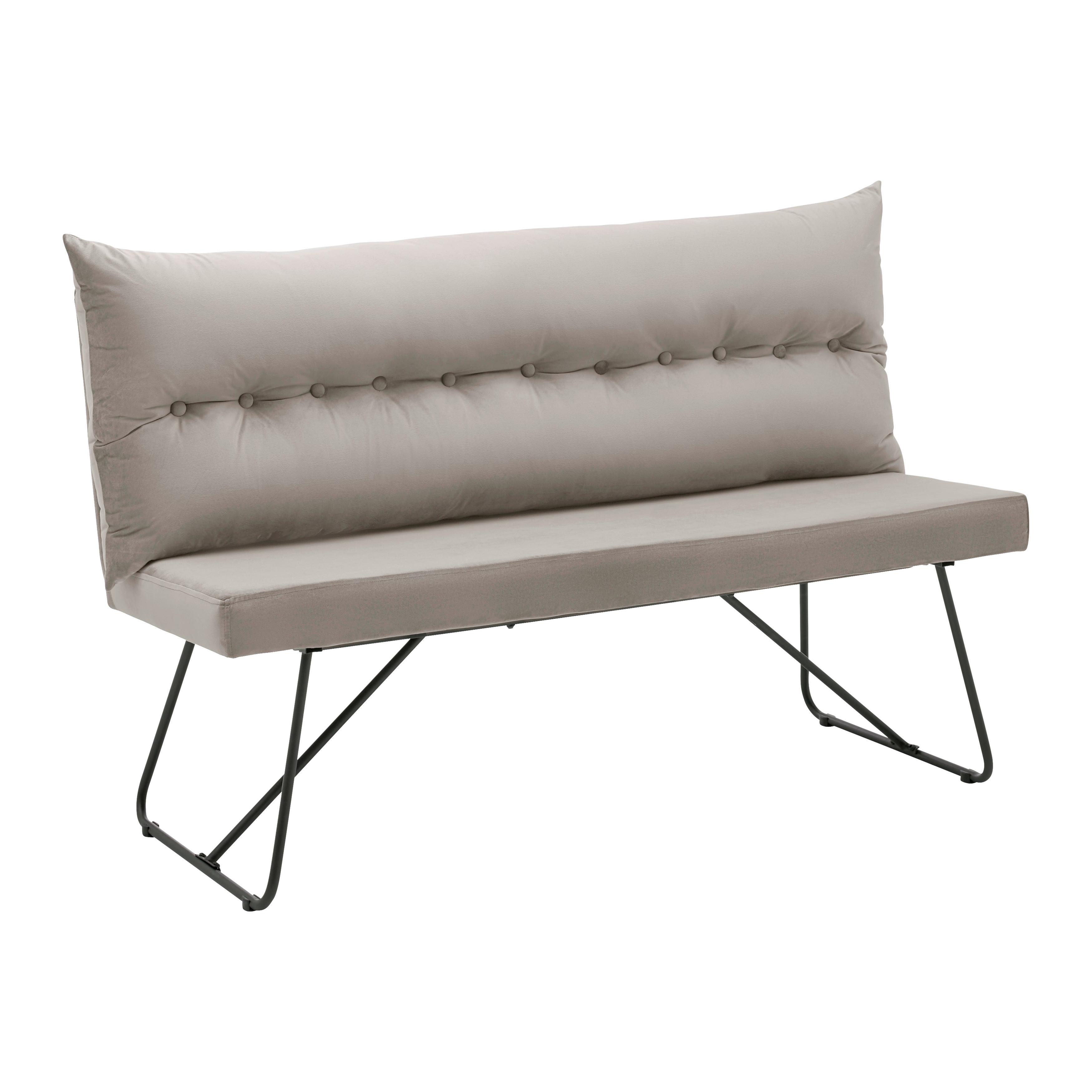Sitzbank Bono Beige Samt Gepolstert - Beige/Schwarz, MODERN, Holz/Textil (140/92/63cm) - Bessagi Home
