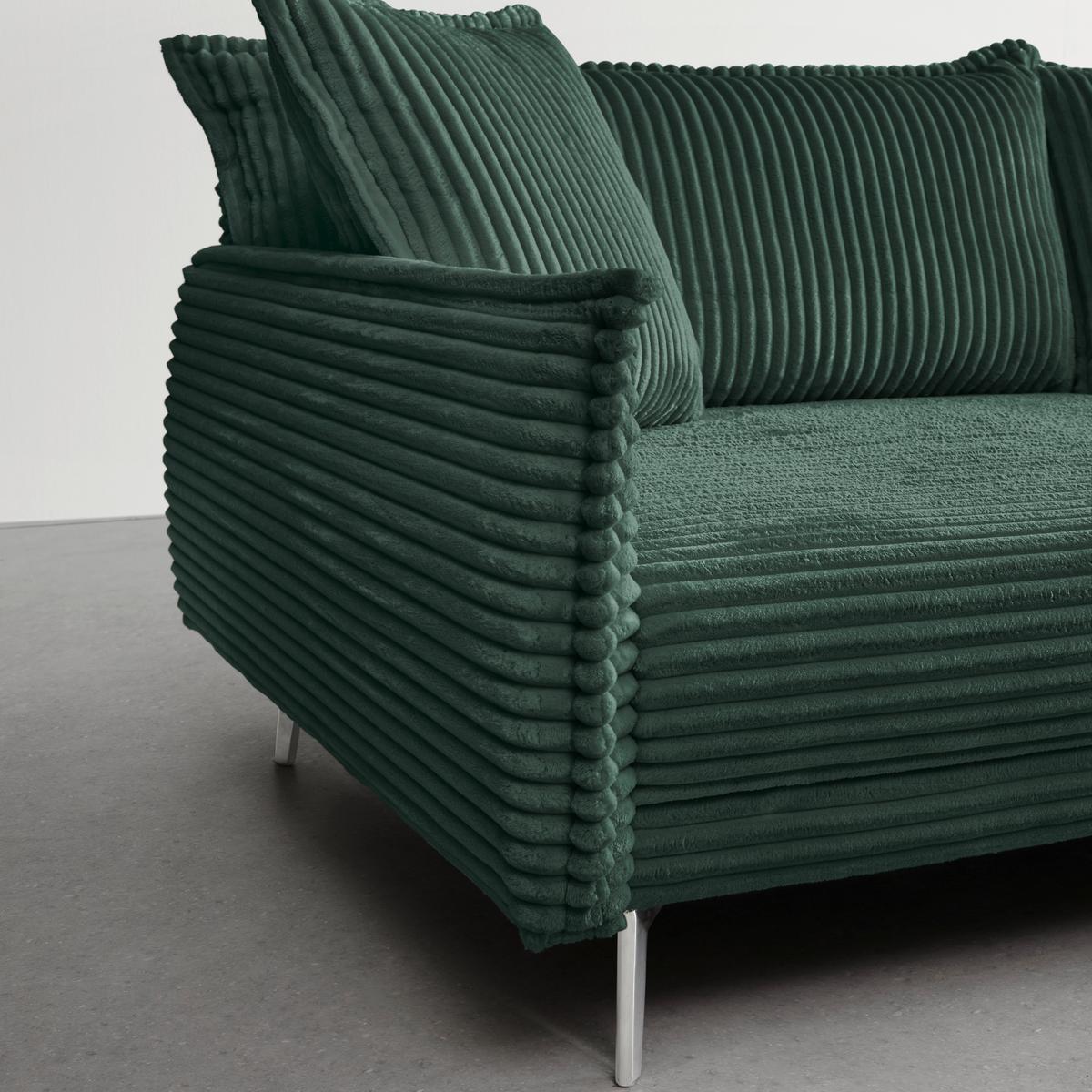 Bigsofa Kiss Dunkelgrün - Chromfarben/Dunkelgrün, Modern, Holz/Metall (241/90/117cm) - Mömax