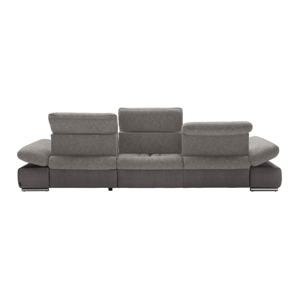Wohnlandschaft Sanfino Silberfarben - Chromfarben/Silberfarben, KONVENTIONELL, Holz/Textil (305/79-96/199cm) - Premium Living