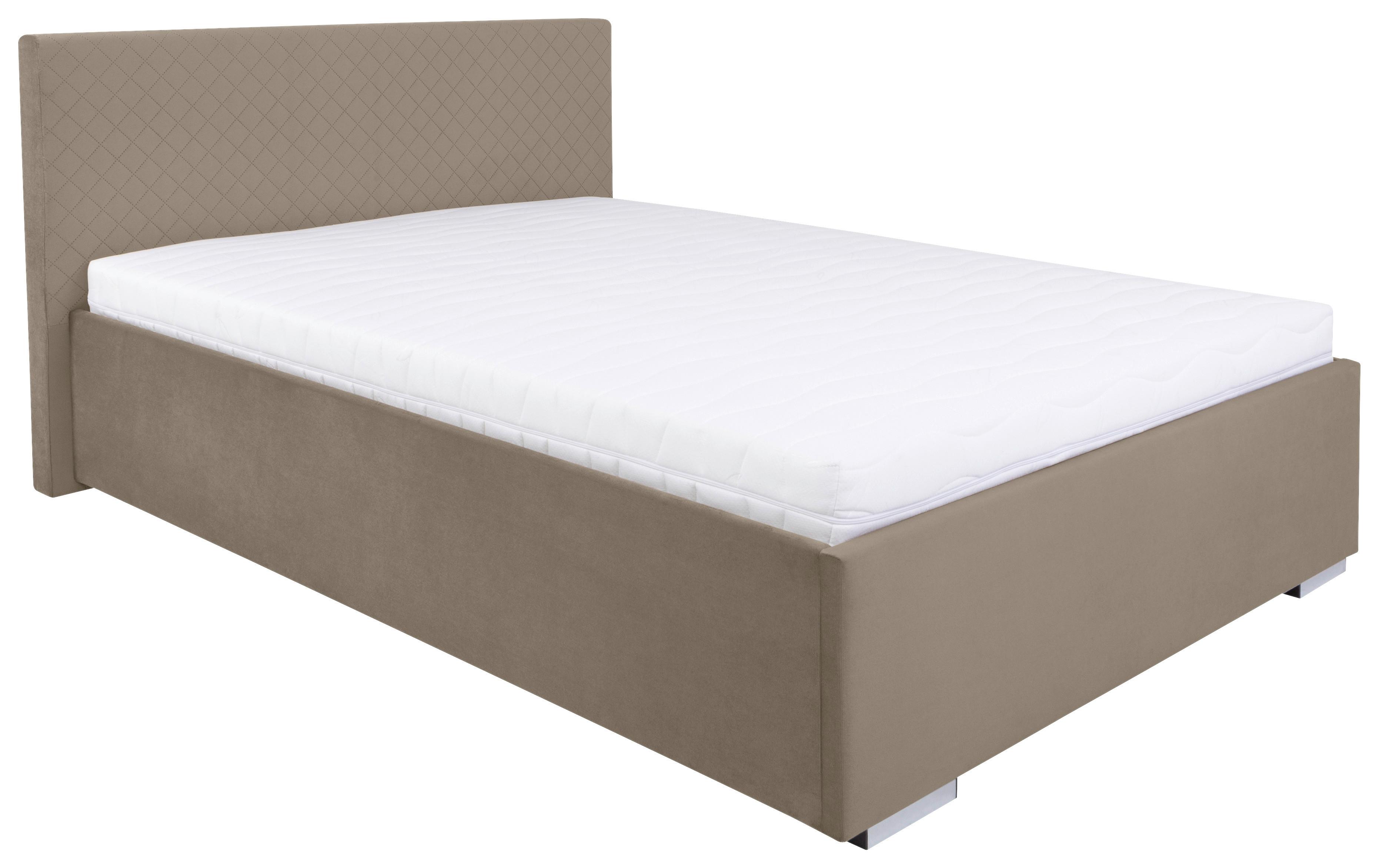 Polsterbett Syntia ca. 140x200 cm Beige - Chromfarben/Beige, MODERN, Holz/Textil (140/200cm) - MID.YOU