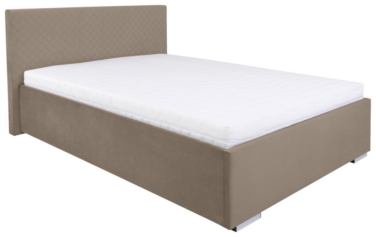Polsterbett Syntia ca. 120x200 cm Beige - Chromfarben/Beige, MODERN, Holz/Textil (120/200cm) - MID.YOU