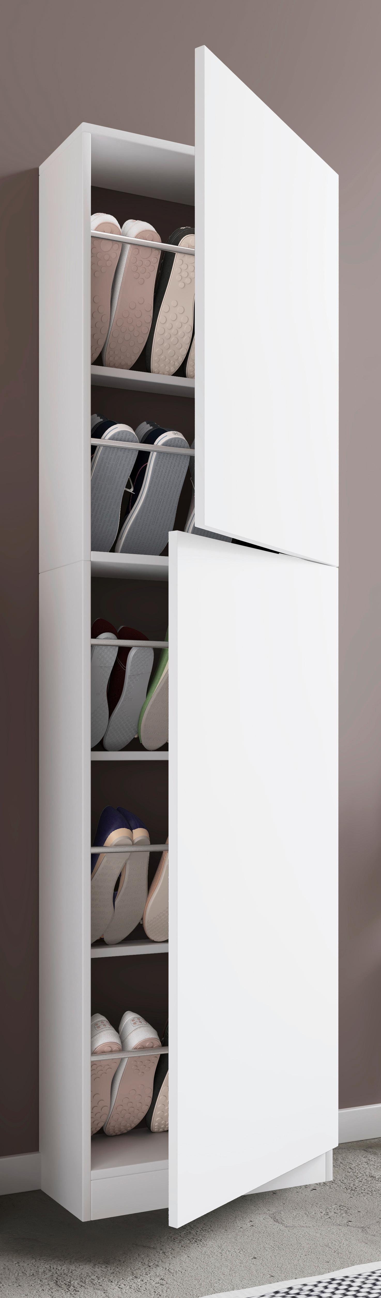 Schuhschrank FULISA Weiß ca. 50x180x17 cm - Weiß, Design, Holzwerkstoff (50/180/17cm) - MID.YOU