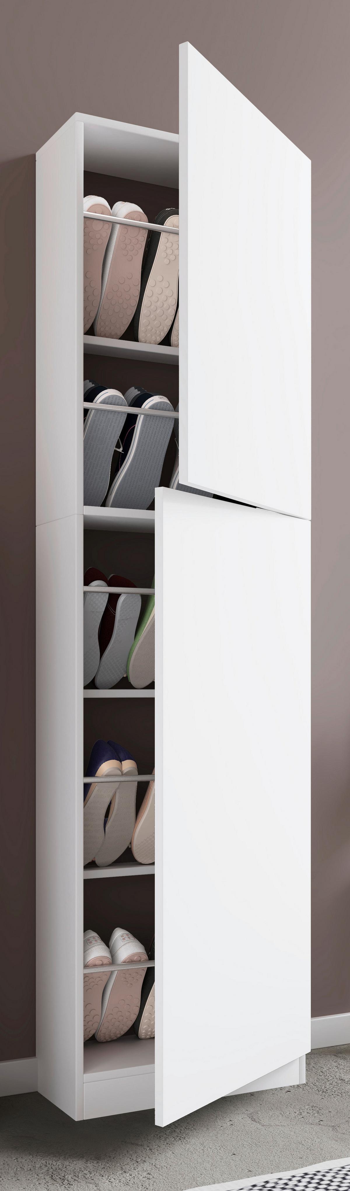 Schuhschrank FULISA Weiß ca. 50x180x17 cm - Weiß, Design, Holzwerkstoff (50/180/17cm) - MID.YOU
