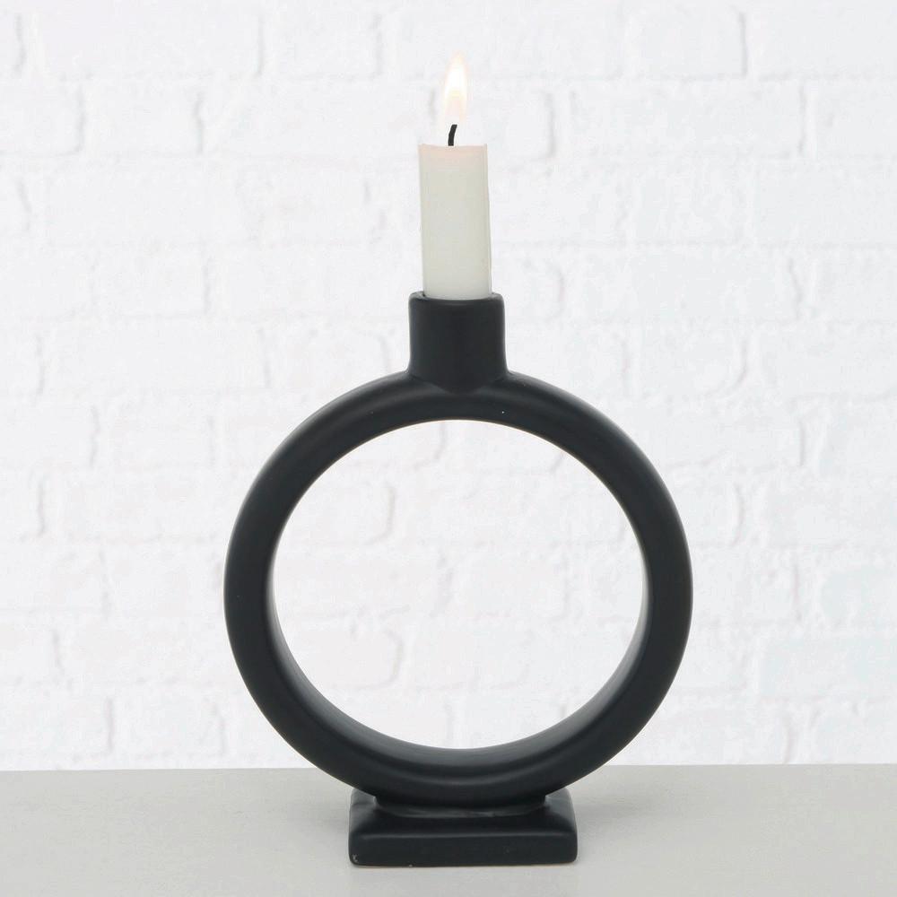 Kerzenhalter Valongo II in Schwarz - Schwarz, Basics, Keramik (15,5/19/5,2cm) - Modern Living