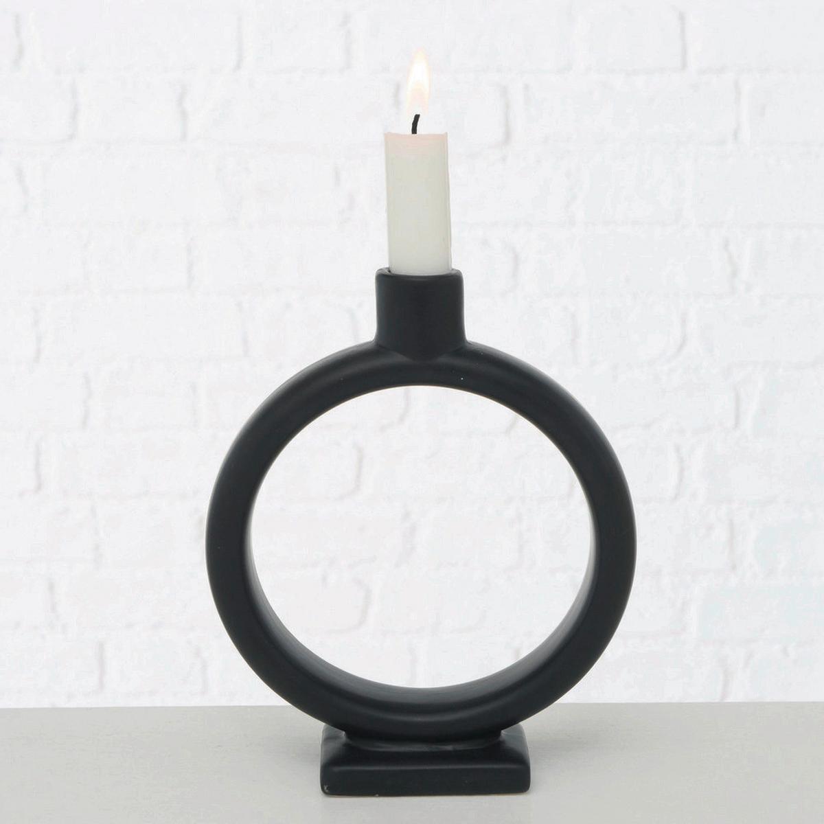 Kerzenhalter Valongo II in Schwarz - Schwarz, Basics, Keramik (15,5/19/5,2cm) - Modern Living