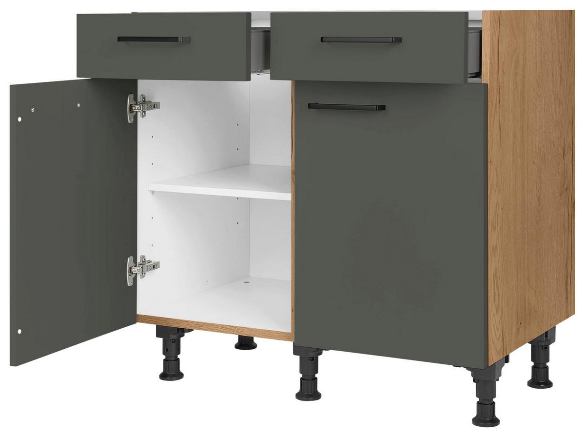 Schubkastenunterschrank Easytouch Grün - Eichefarben/Schwarz, MODERN, Holzwerkstoff/Metall (90/87/56cm) - Nobilia
