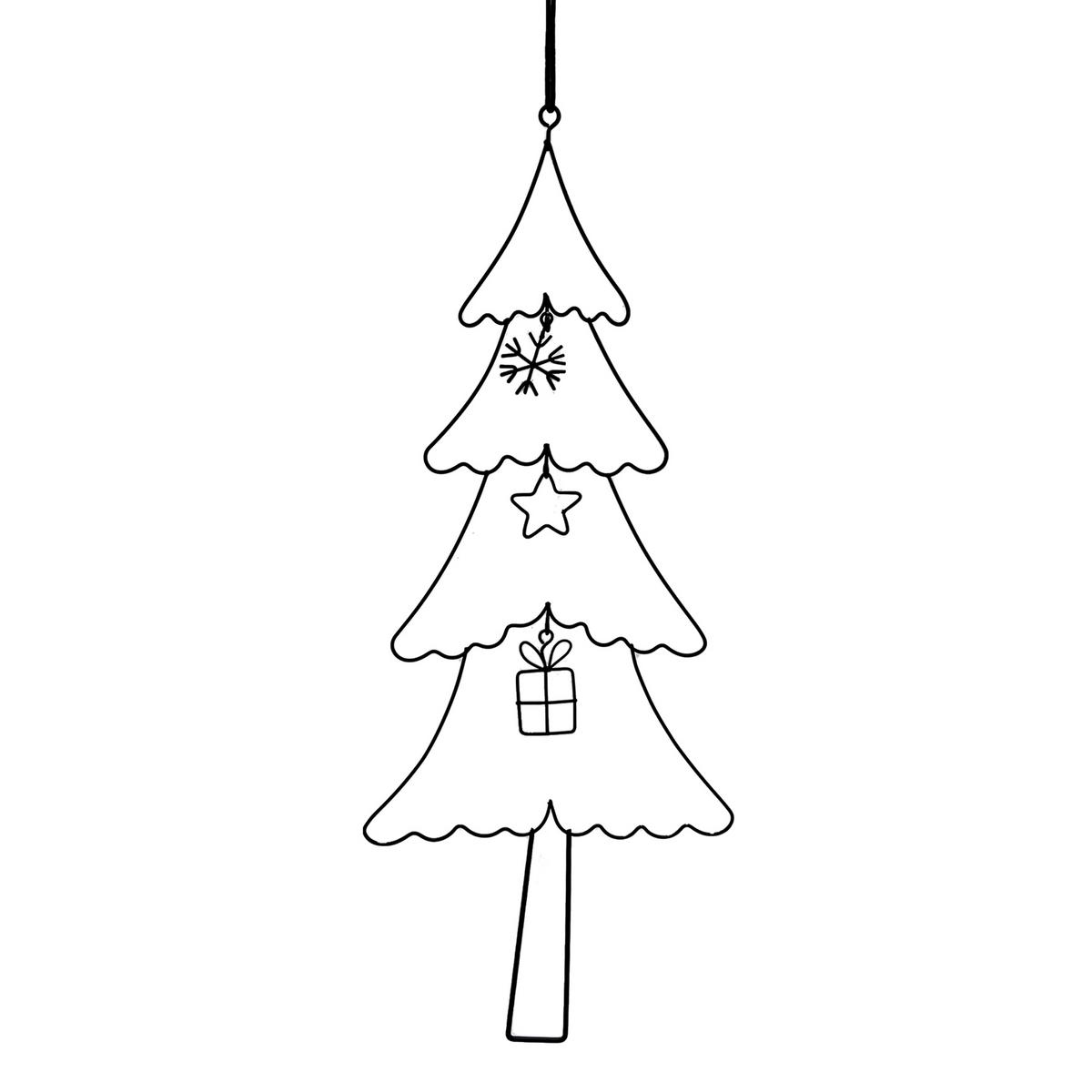 Dekohänger Finja Schwarz - Schwarz, Konventionell, Textil/Metall (16,5/40cm) - Modern Living