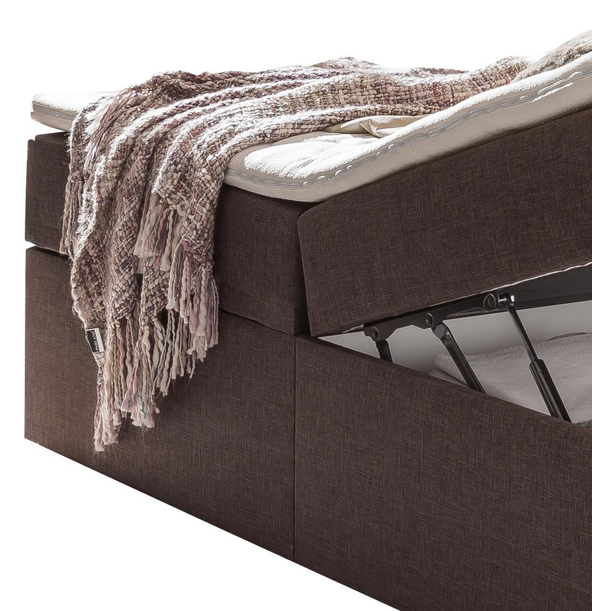 Boxspringbett Mercura in Braun ca. 180x200 cm inkl. Topper - Braun, MODERN, Holzwerkstoff/Textil (180/200cm) - MID.YOU