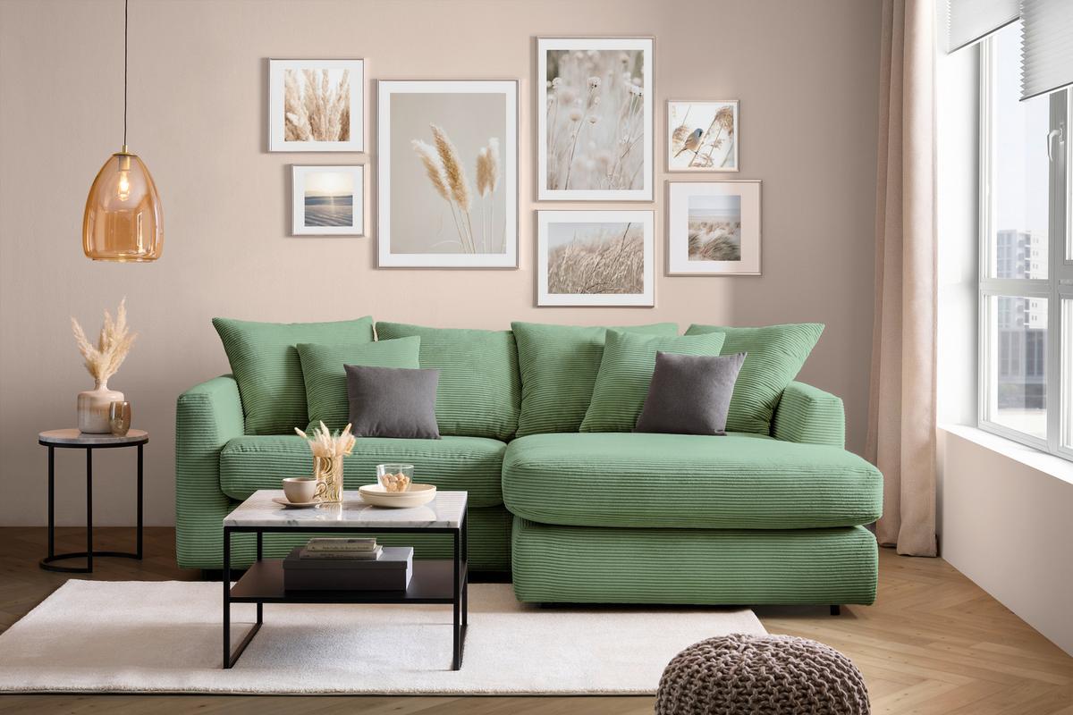 NAROŻNIK DONATO - czarny/oliwkowa zieleń, Design, tworzywo sztuczne/tkanina (235/175cm) - home24