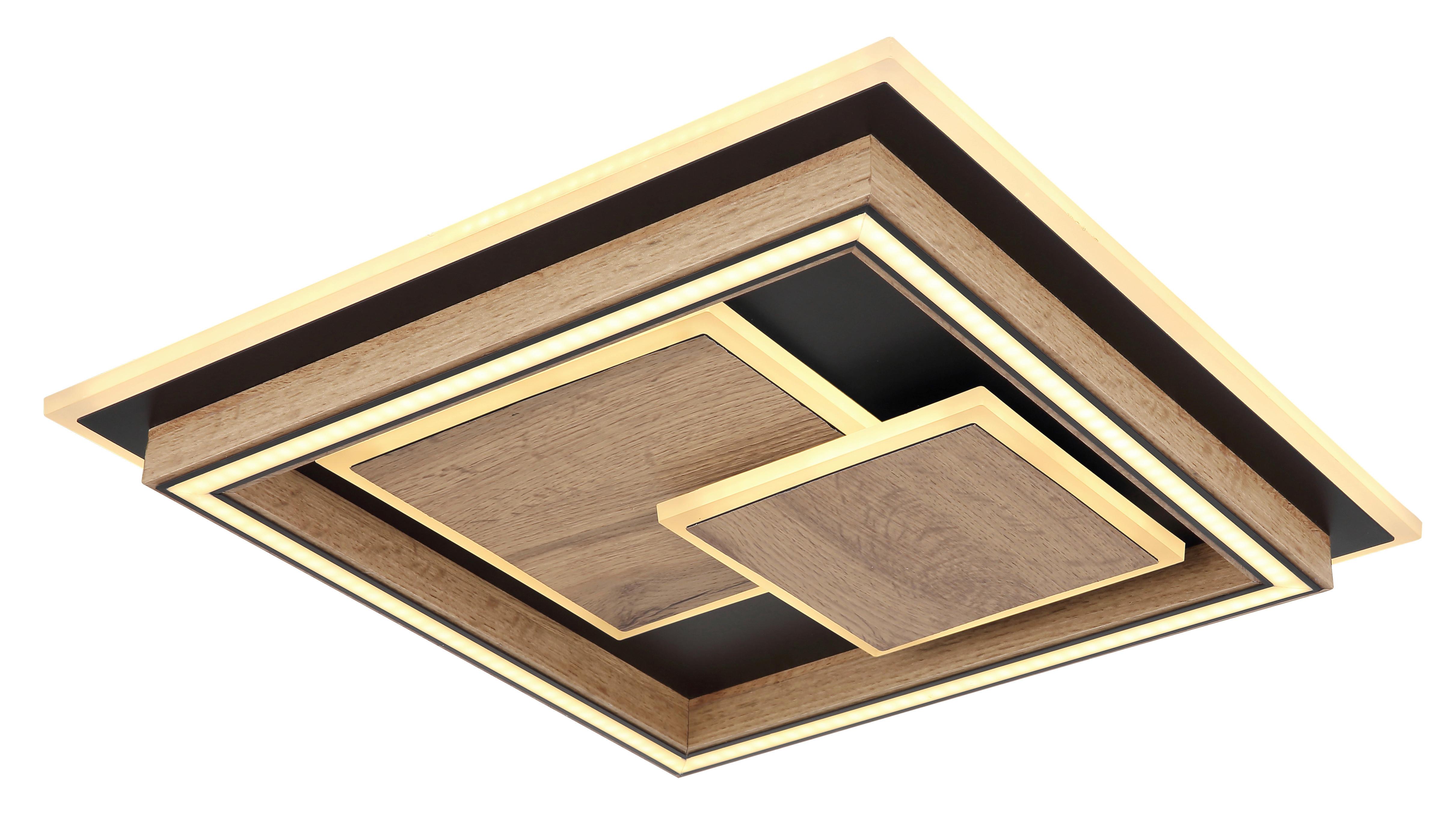 LED-Deckenleuchte Lagerta Dunkelbraun max. 32 Watt - Dunkelbraun/Opal, Design, Holzwerkstoff/Kunststoff (41/41/7,6cm) - Globo