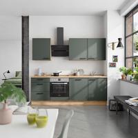 Küchenblock Easytouch High m. Geräten Dunkelgrün - Dunkelgrün/Eichefarben, MODERN, Holzwerkstoff/Metall (240cm) - Nobilia